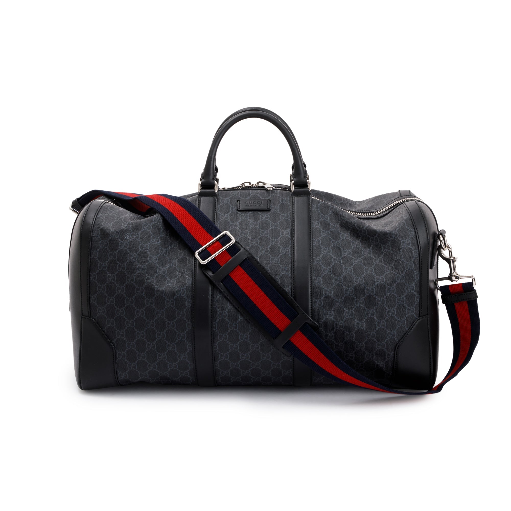 Gucci Black GG Supreme Canvas Carry-On Duffle Bag