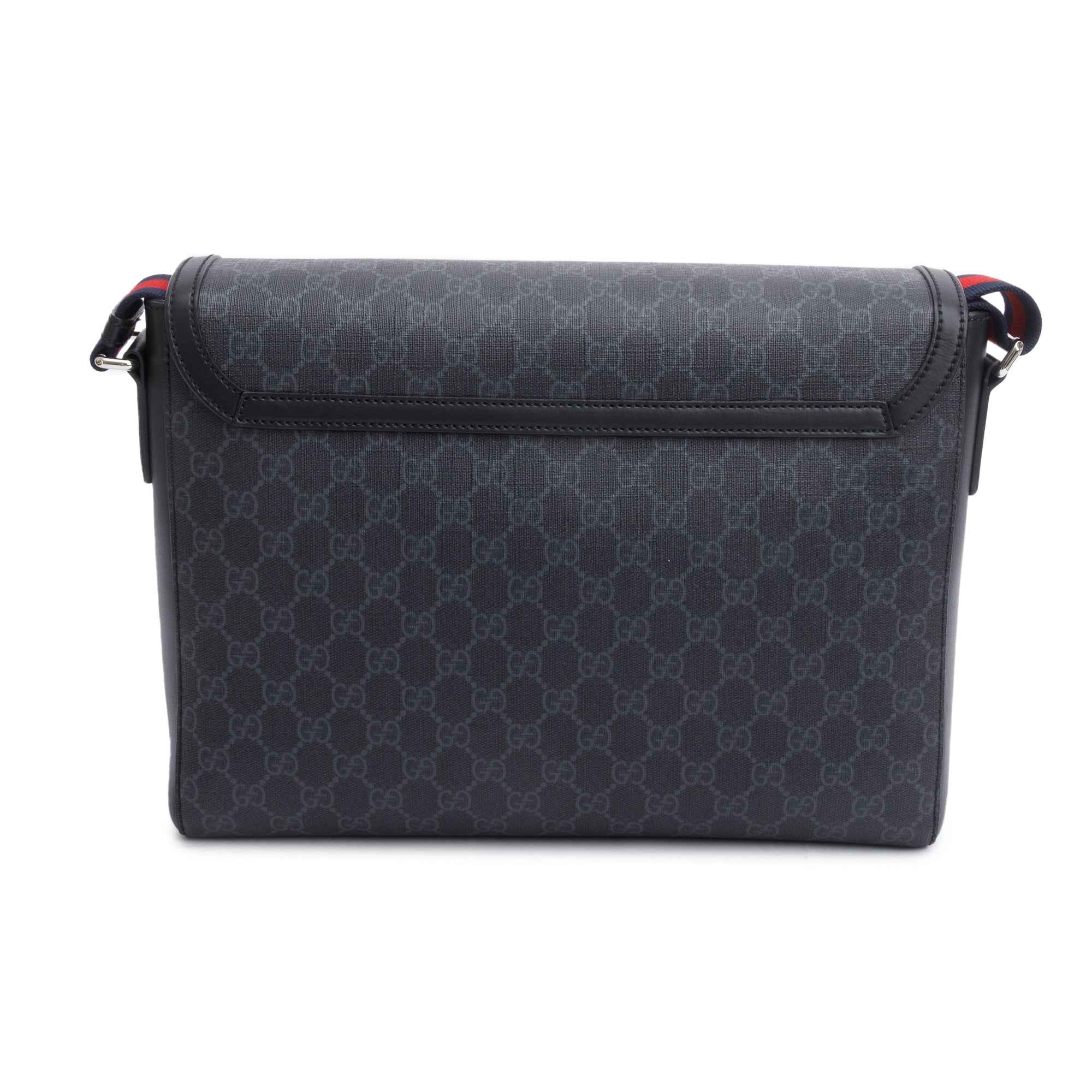 Gucci Black GG Supreme Messenger Flap Bag w/ Box