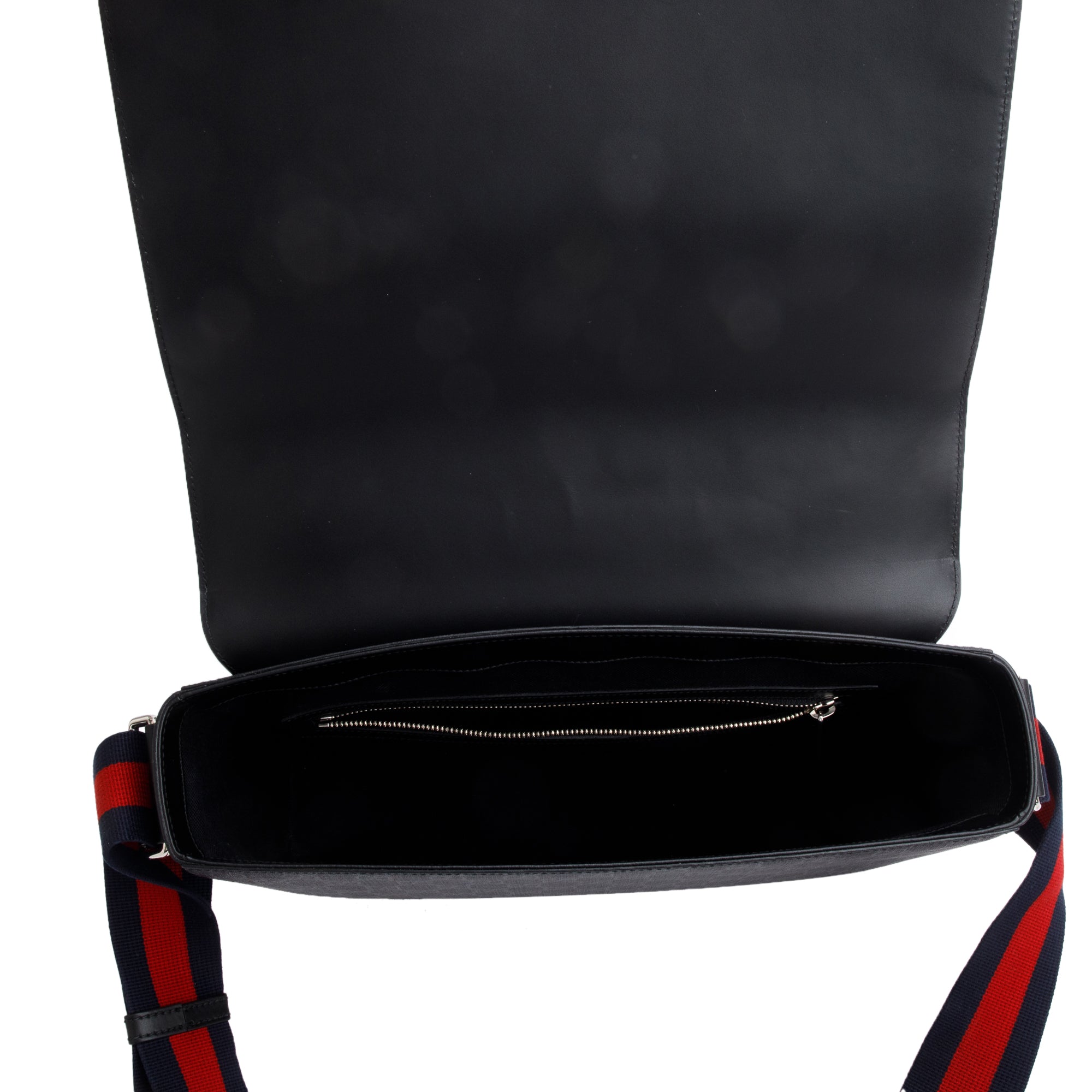 Gucci Black GG Supreme Messenger Flap Bag w/ Box