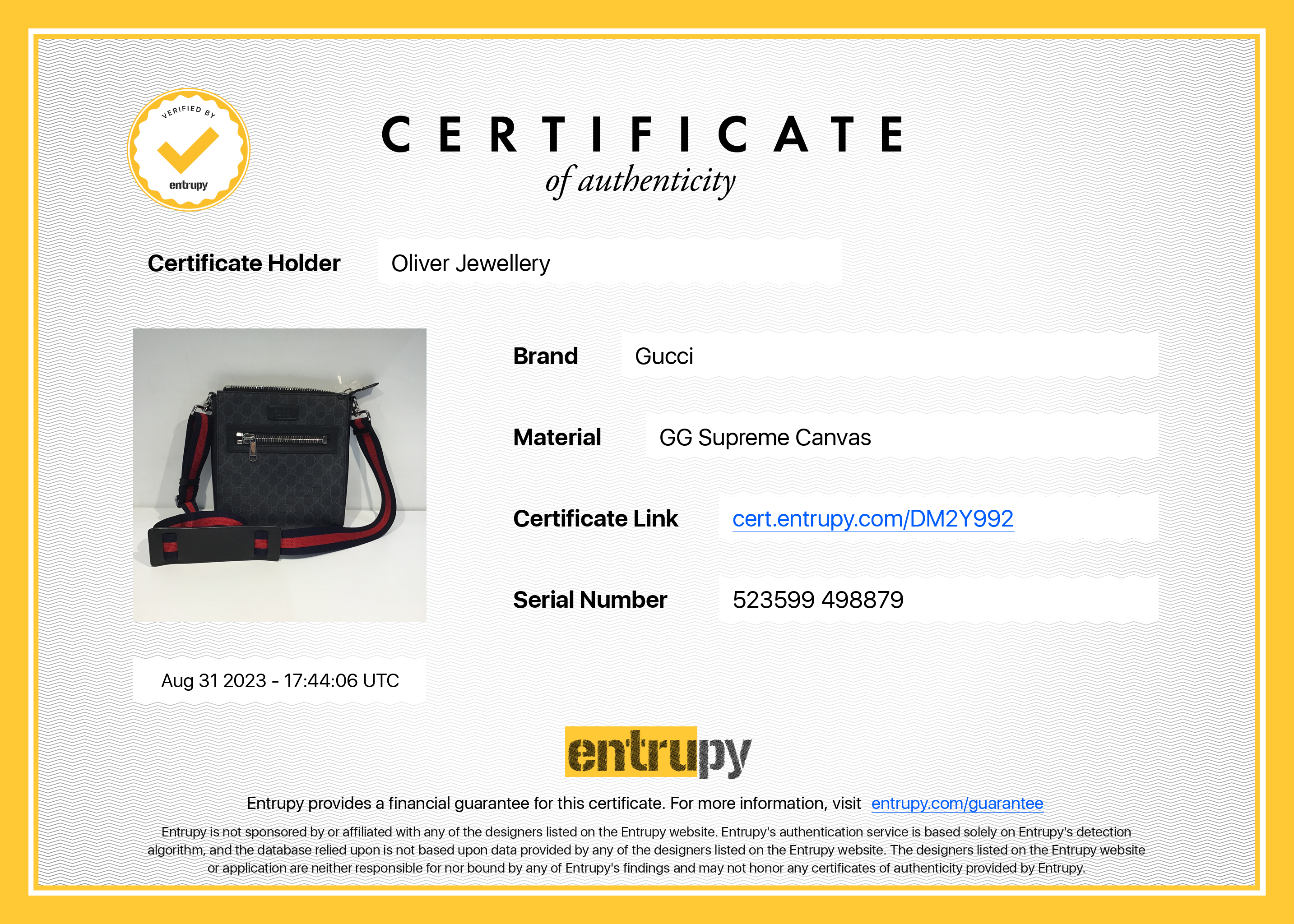 Gucci Black GG Supreme Monogram Web Flat Small Messenger Bag w/ Box