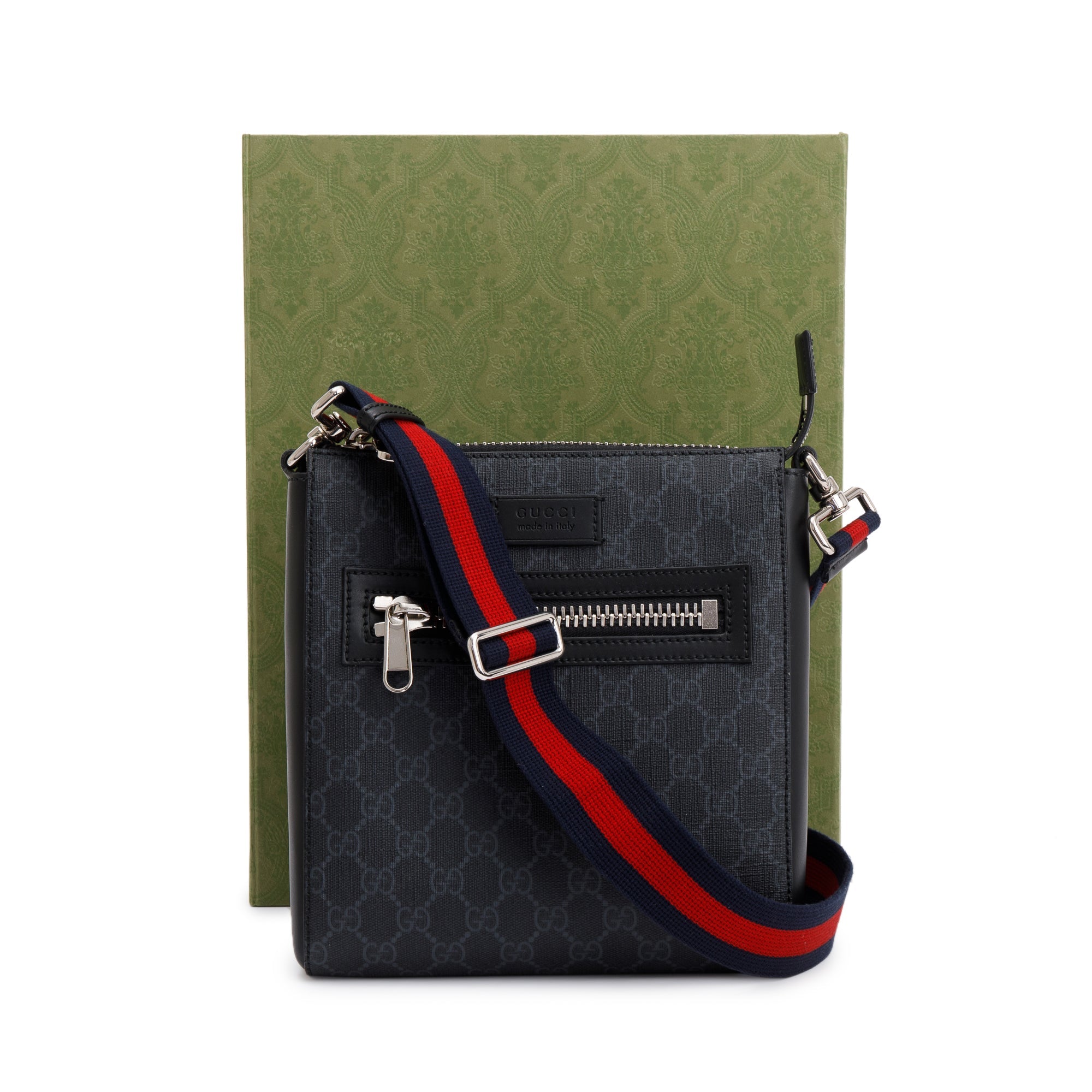 Gucci Black GG Supreme Small Messenger Bag w/ Box