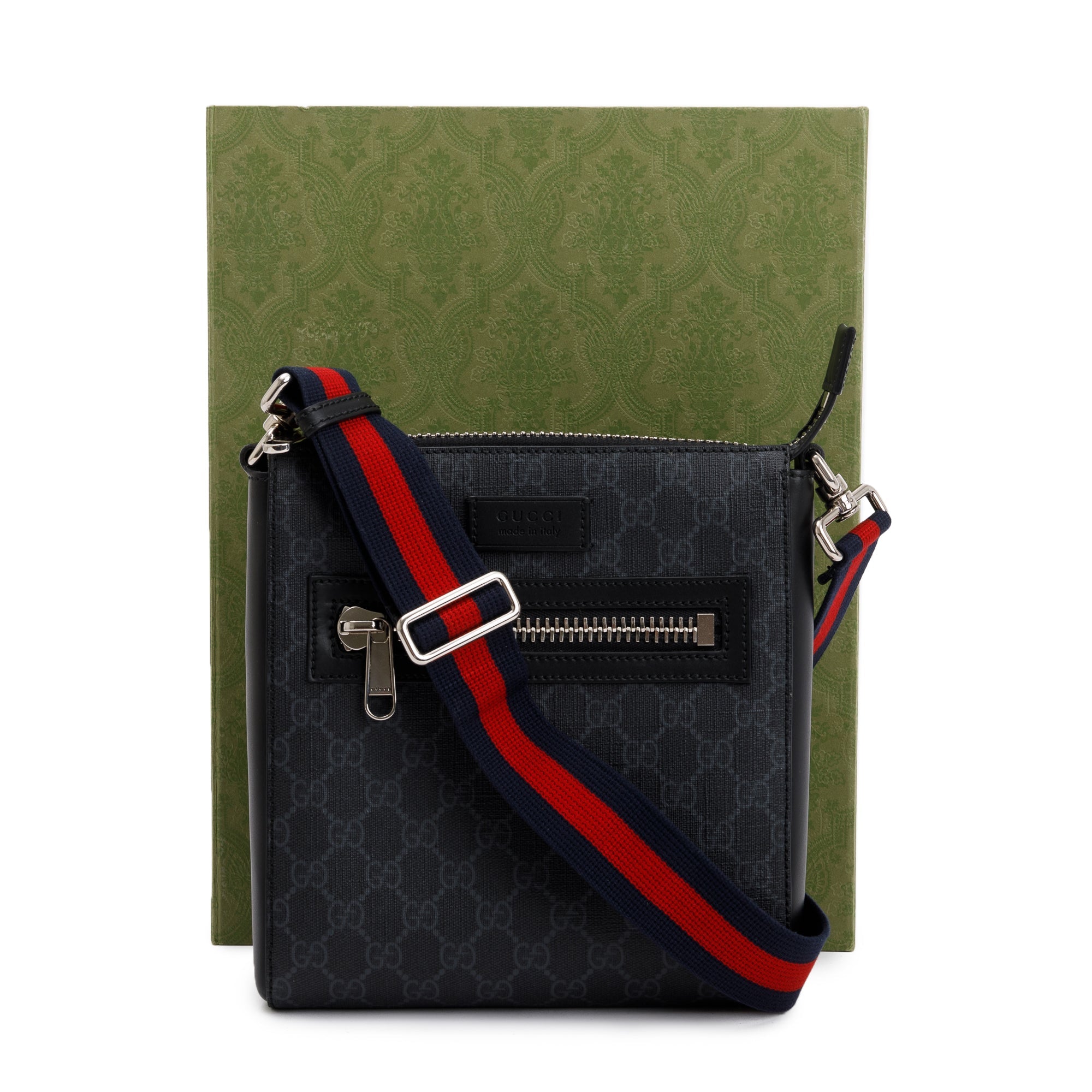 Gucci Black GG Supreme Small Messenger Bag w/ Box