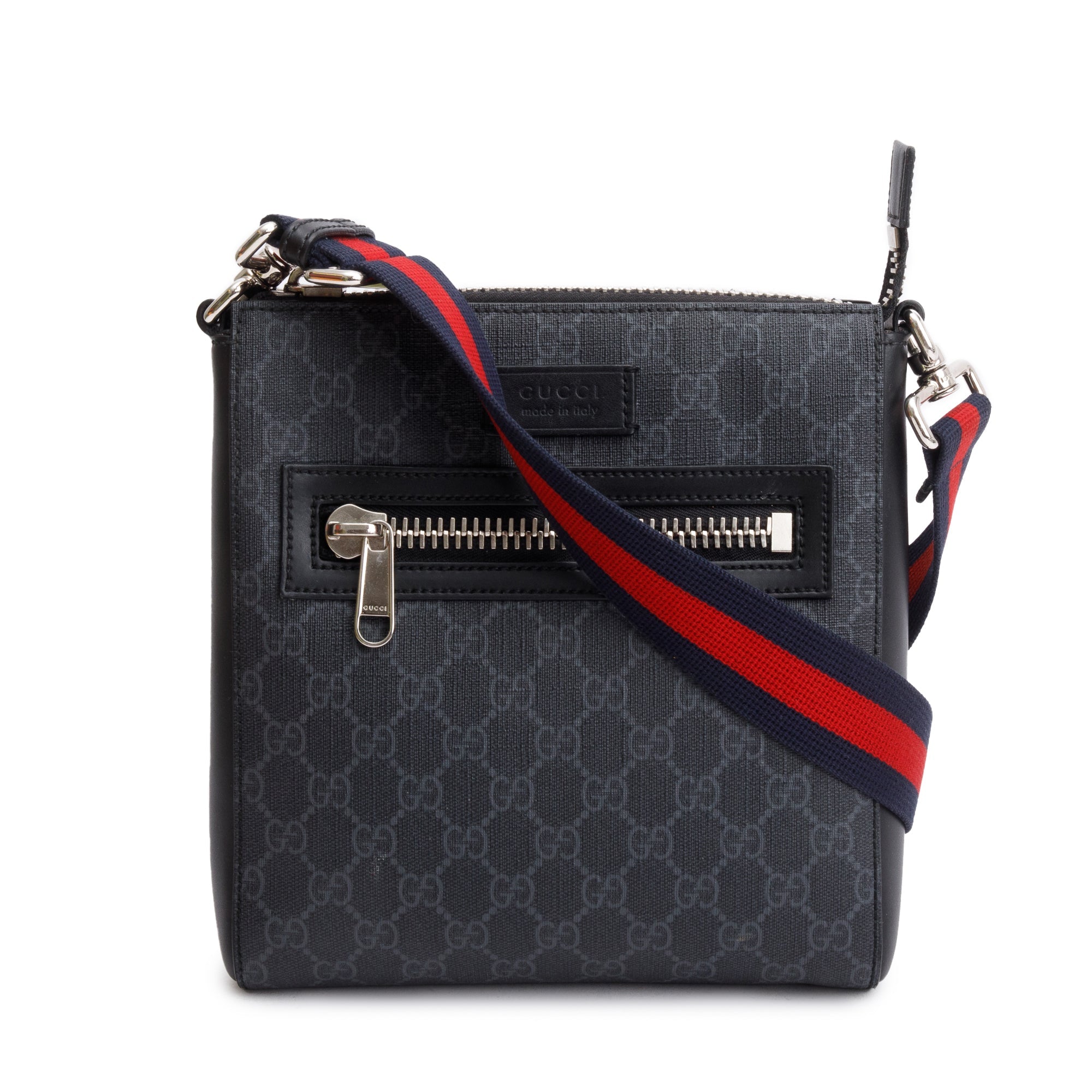 Gucci Black GG Supreme Small Messenger Bag w/ Box