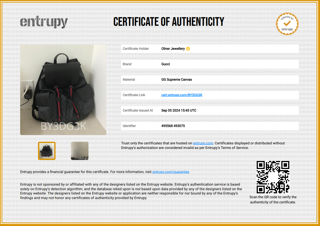 Gucci Black GG Supreme Soft Double Buckle Backpack