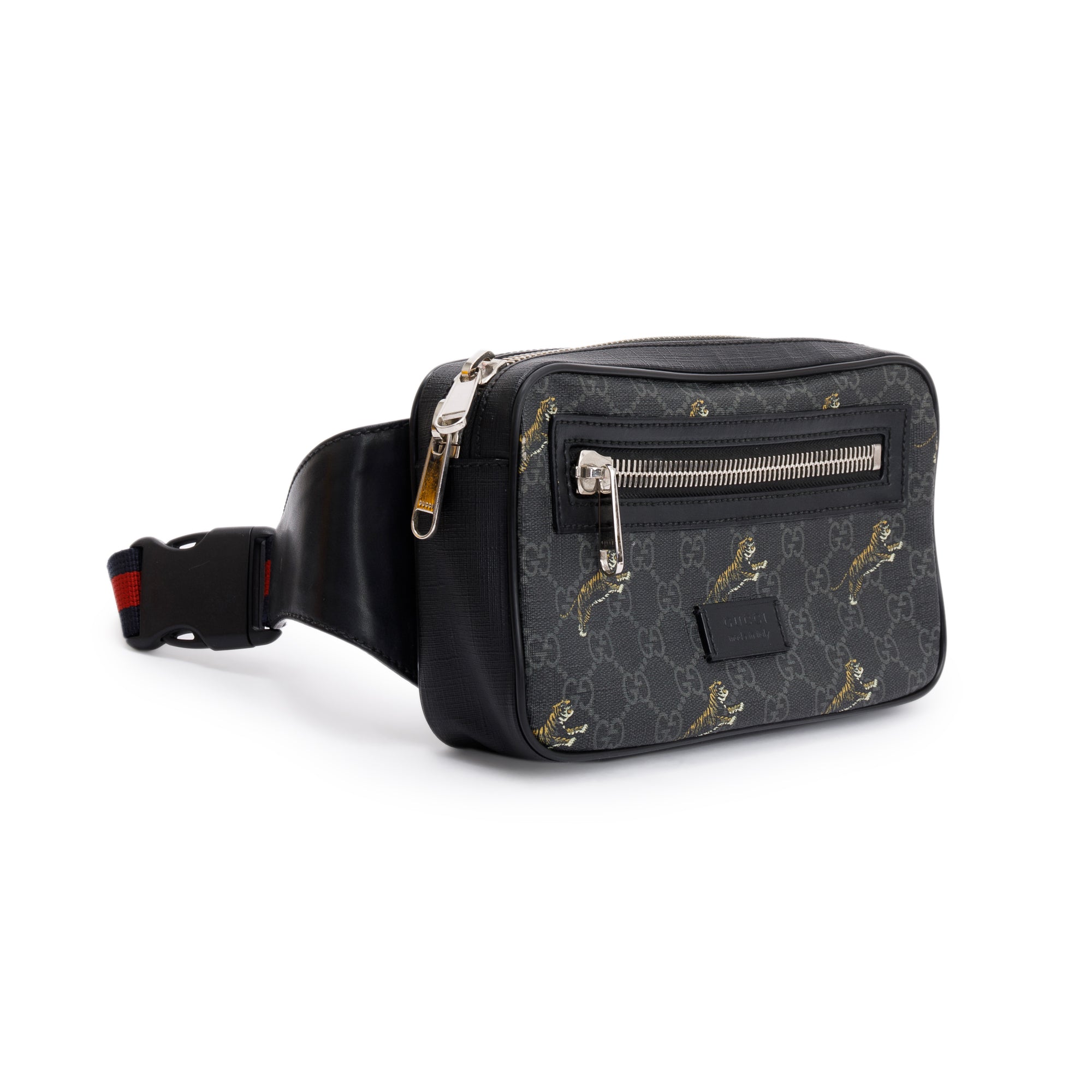 Gucci Black GG Supreme Tigers Belt Bag