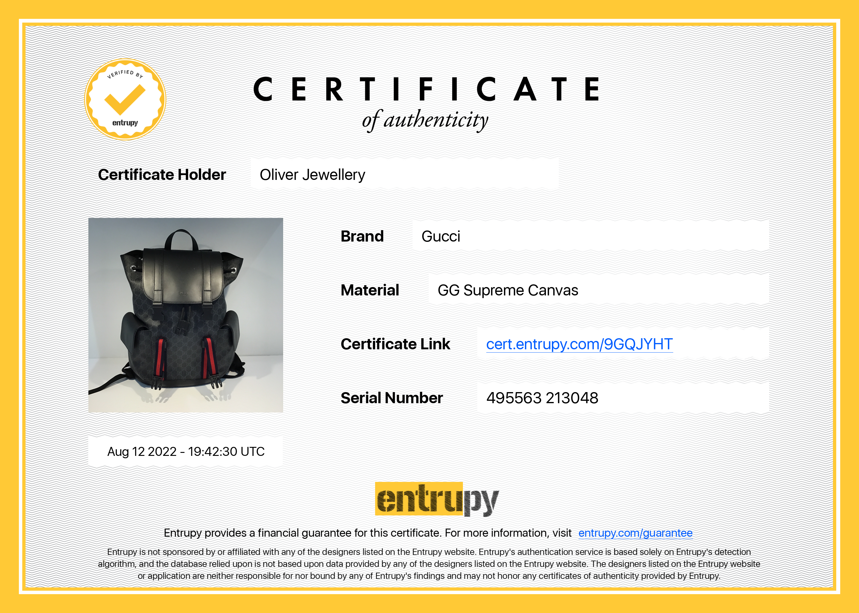 Gucci Black GG Supreme Web Backpack