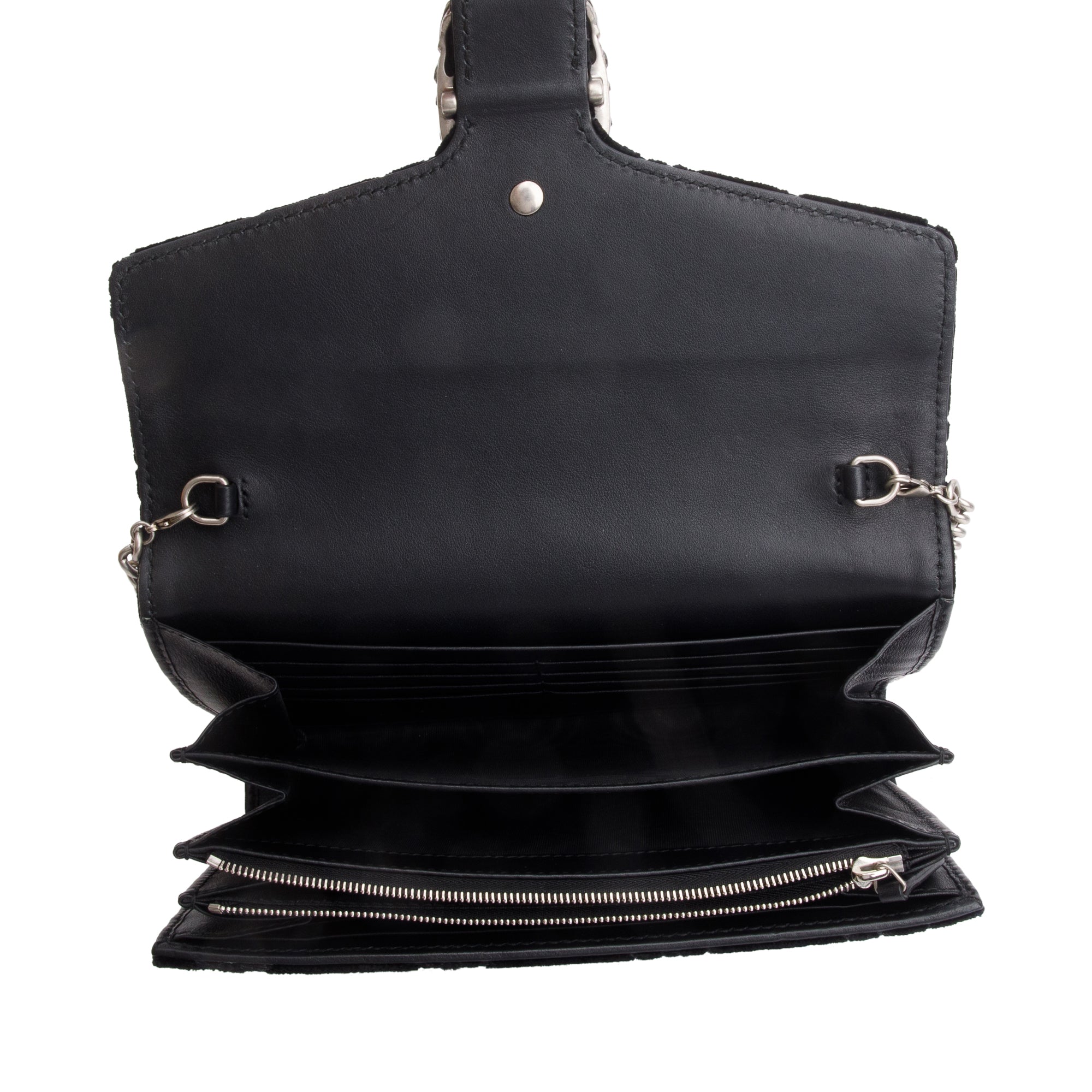 Gucci Black GG Velvet Mini Dionysus Wallet on Chain w/ Box