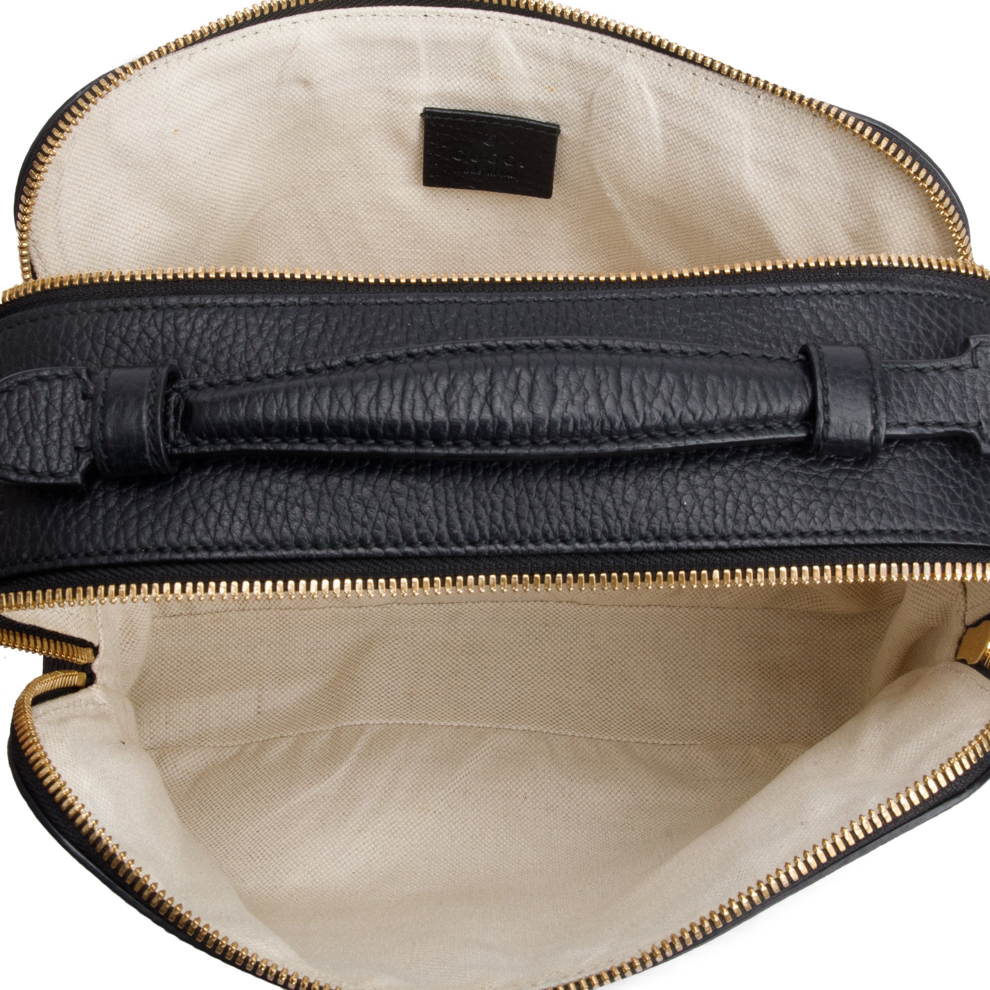 Gucci Black Grained Calfskin Leather Sylvie Web Kingsnake Small Camera Bag w/ Strap