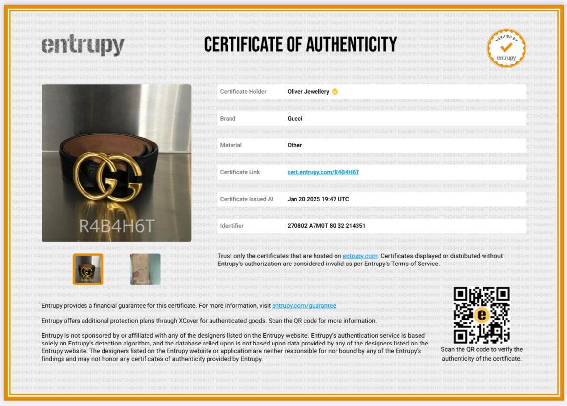 Gucci Black Grained Leather Double G Belt 80 32