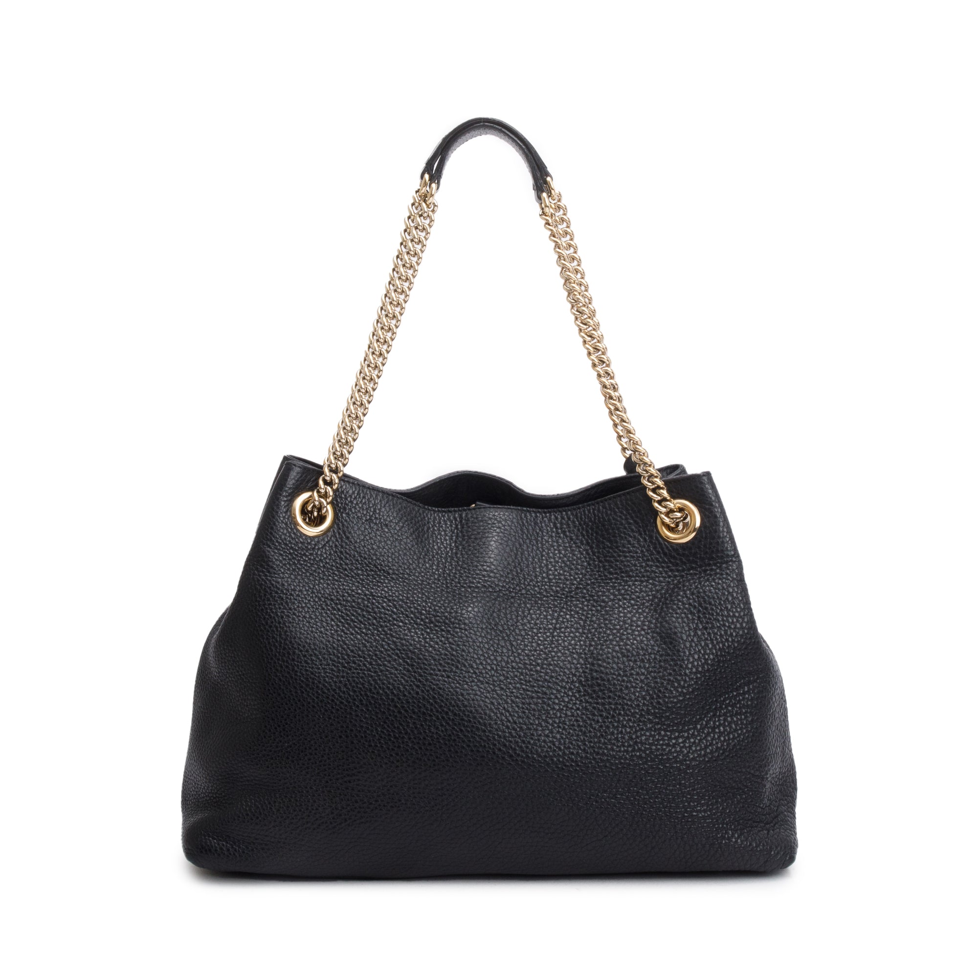 Gucci Black Grained Leather Medium Soho Chain Tote