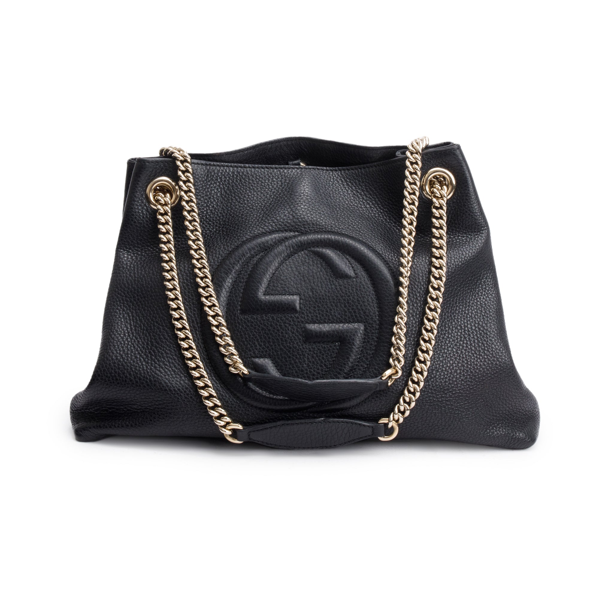 Gucci Black Grained Leather Medium Soho Chain Tote