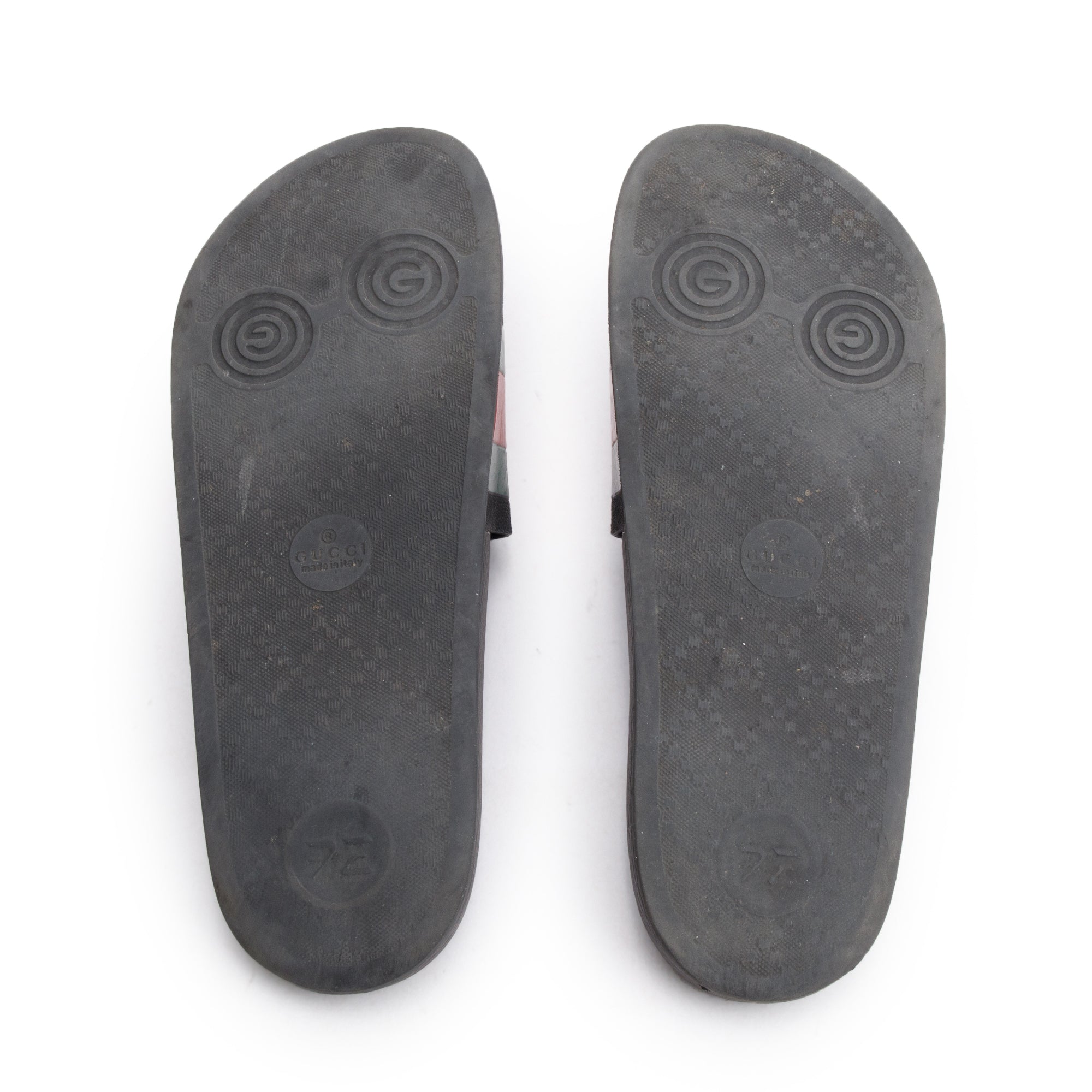 Gucci Black, Green & Red Web Accent Rubber Slides, Size 9 w/ Box