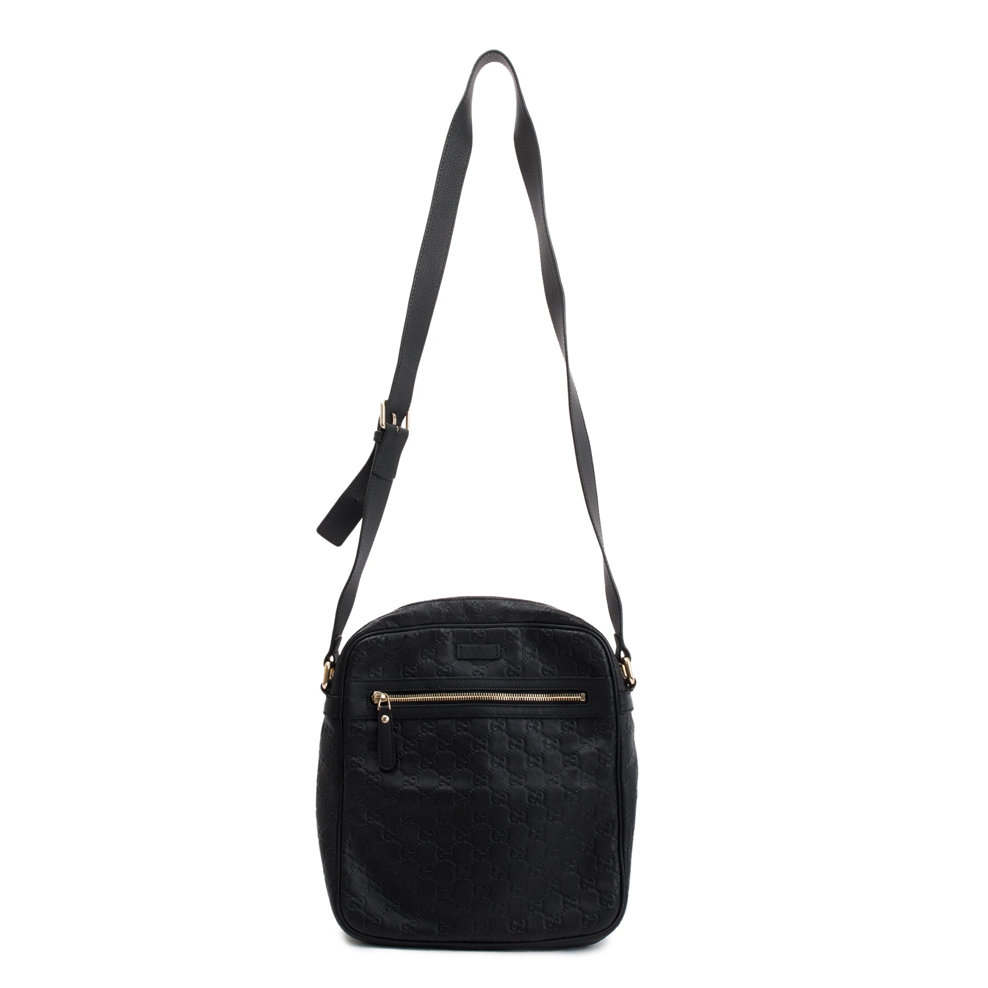 Gucci Black Guccissima Leather Messenger Bag