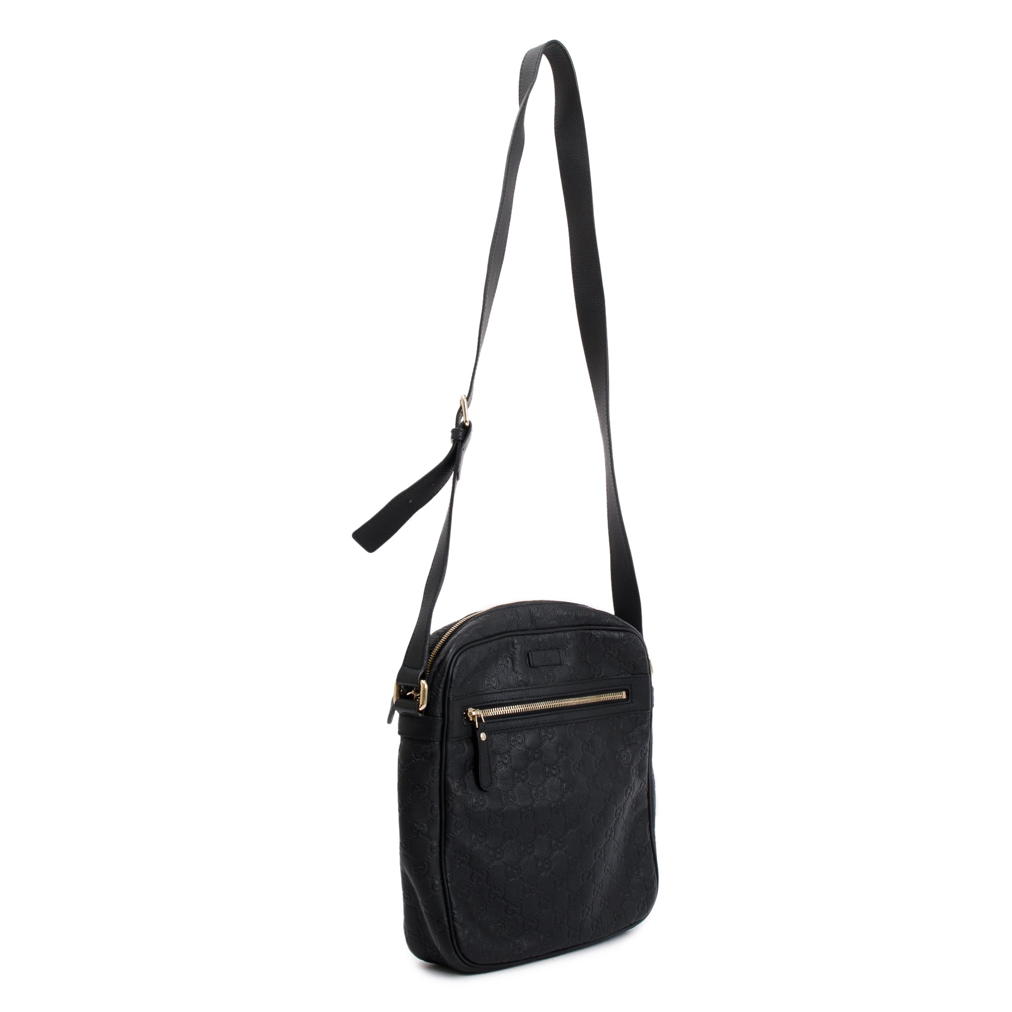 Gucci Black Guccissima Leather Messenger Bag