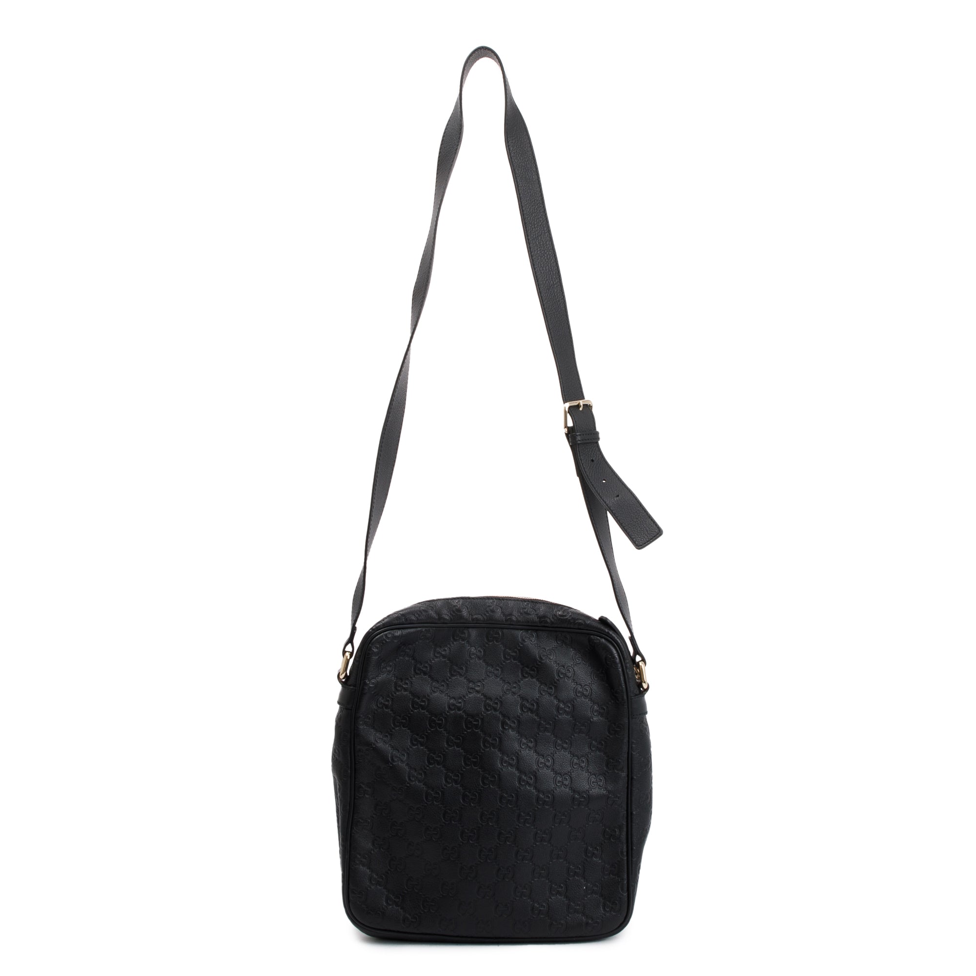 Gucci Black Guccissima Leather Messenger Bag