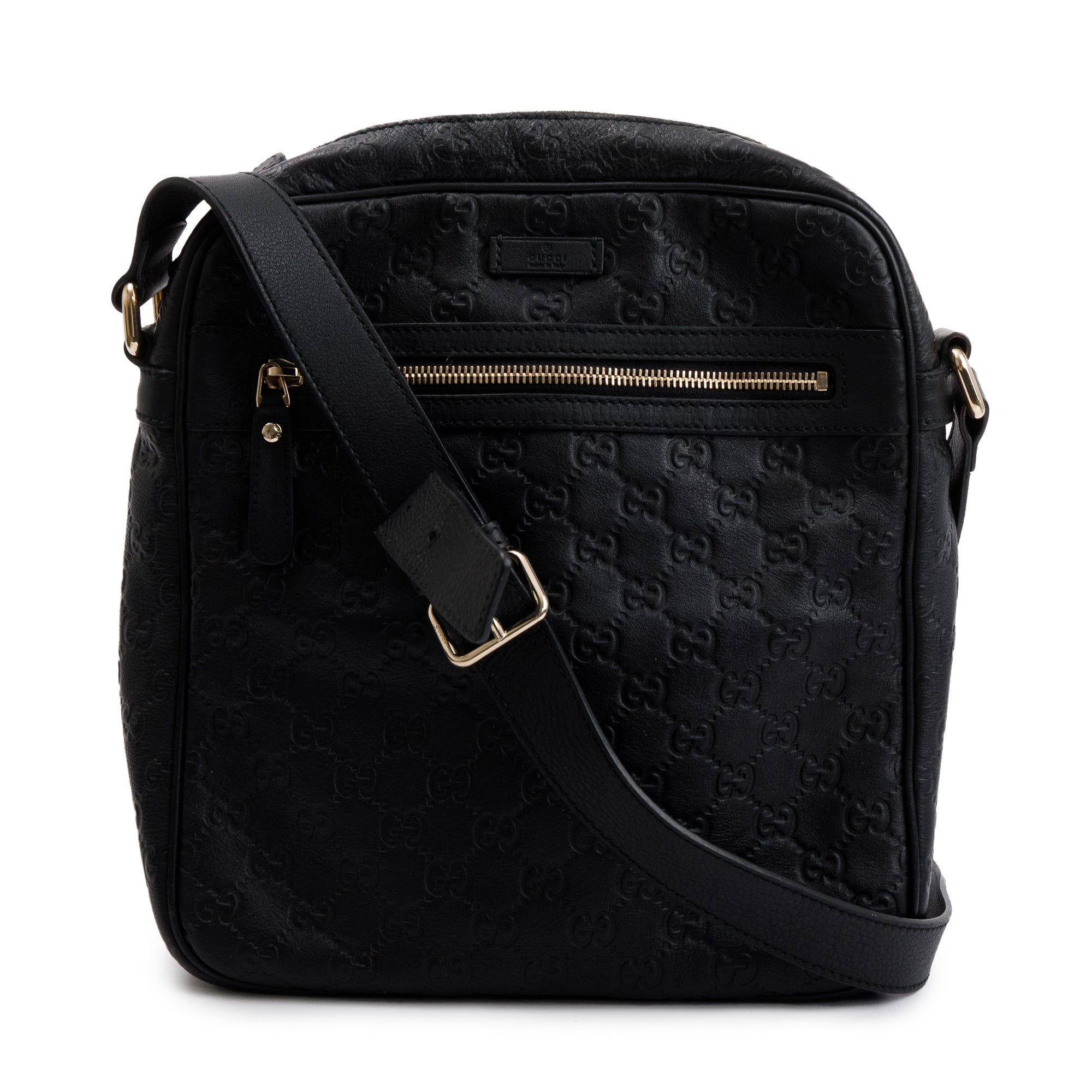 Gucci Black Guccissima Leather Messenger Bag