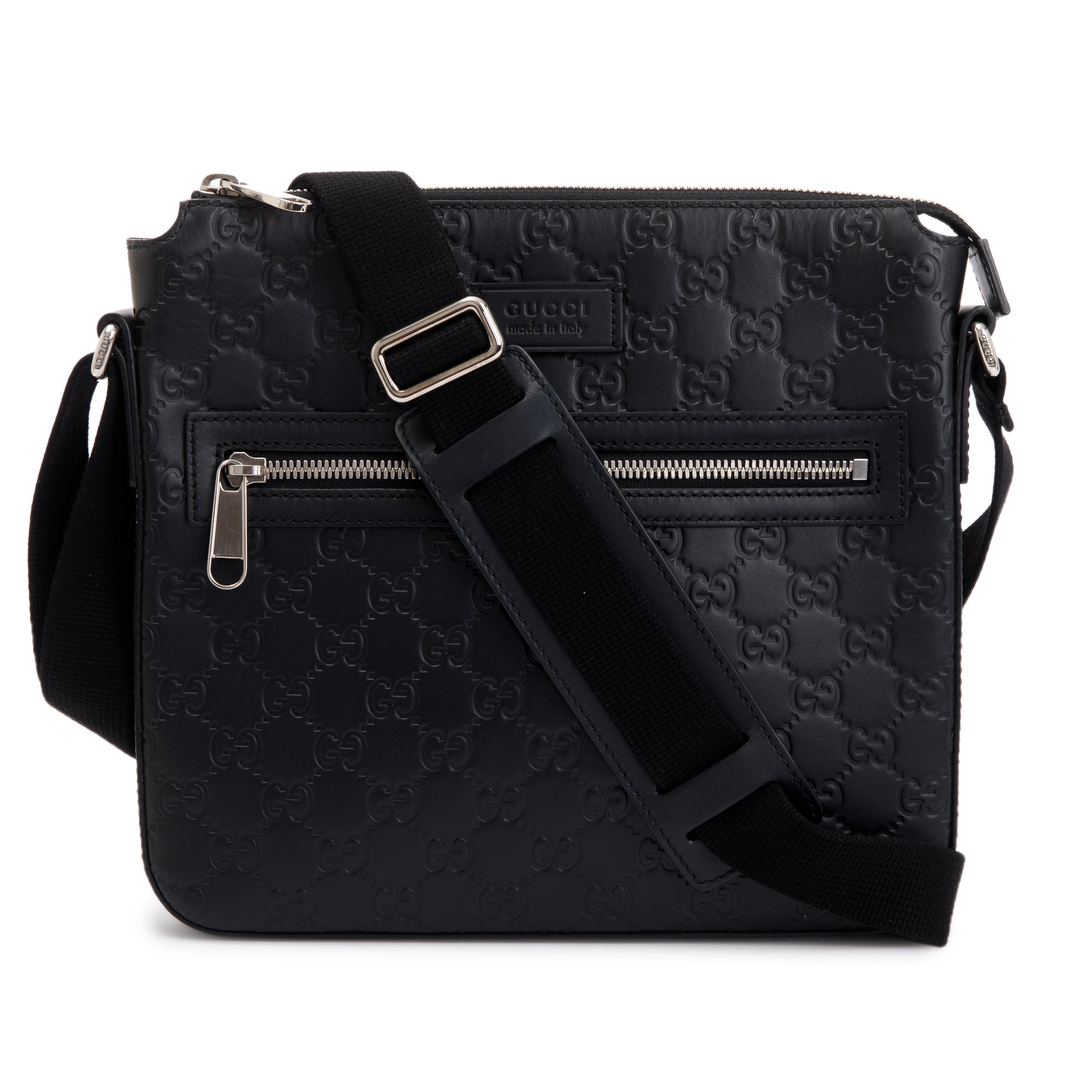 Gucci Black Guccissima Leather Small Messenger Bag