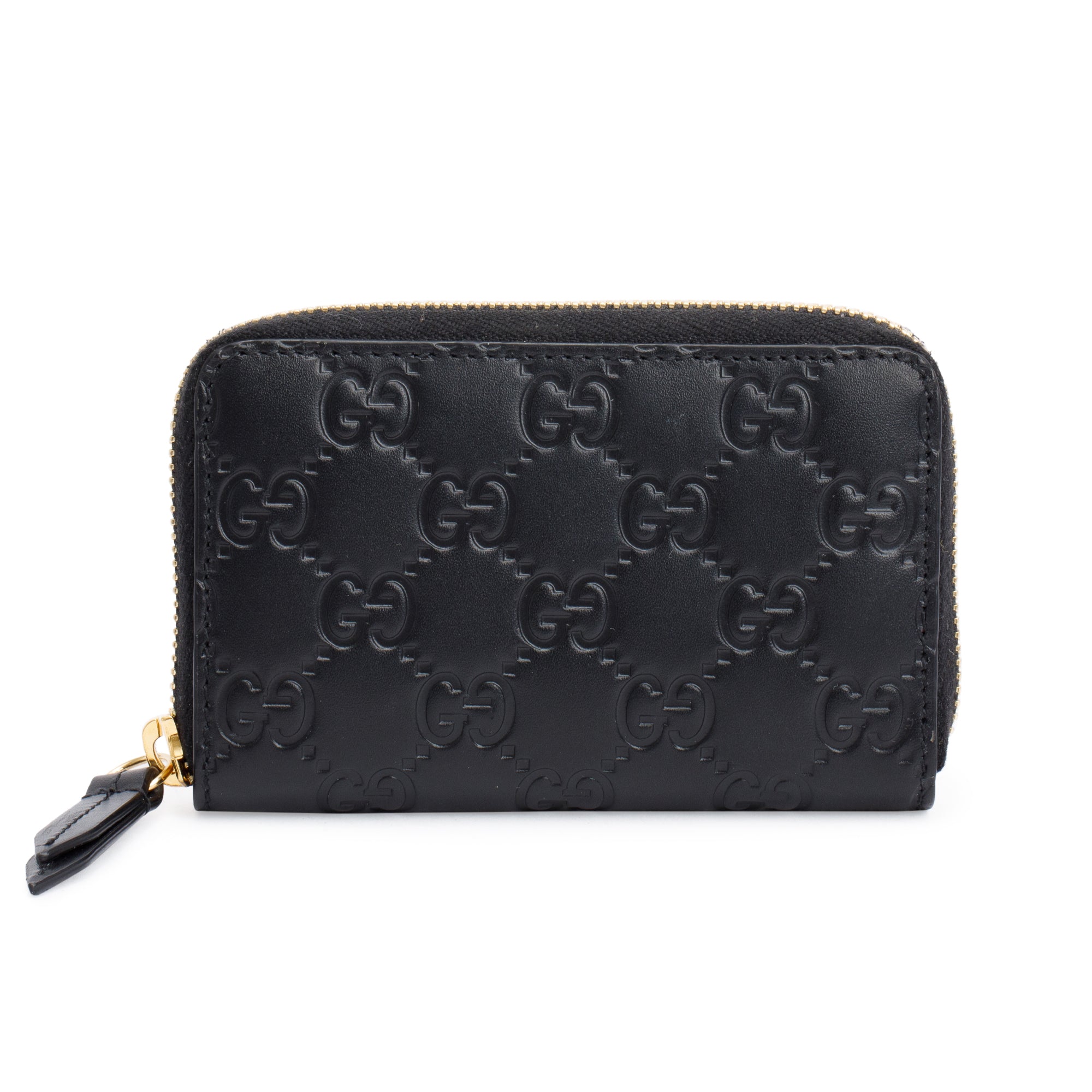 Gucci Black Guccissima Leather Zip Around Card Case w/ Box & Receipt