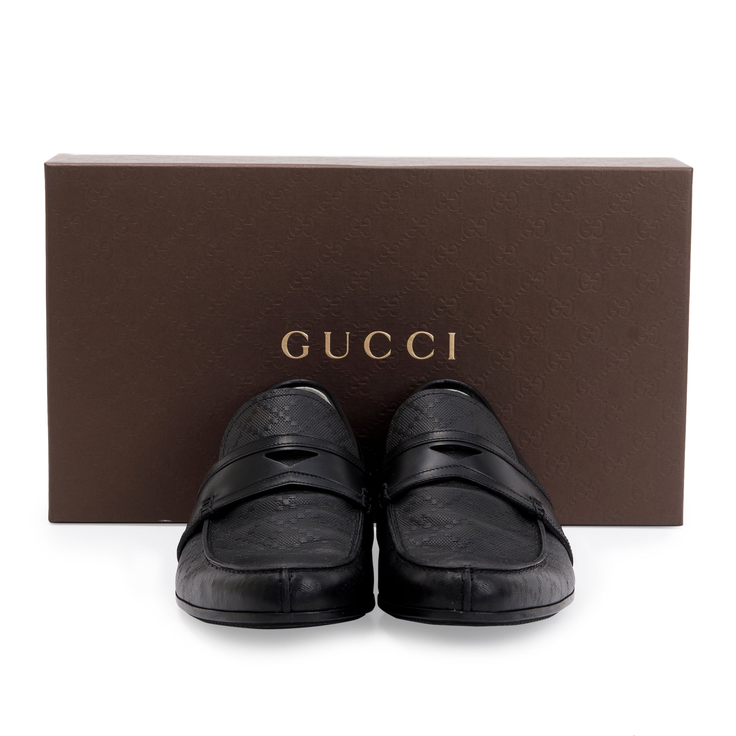 Gucci Black Hilary Lux Diamante Leather Loafers, Size 8 w/ Box