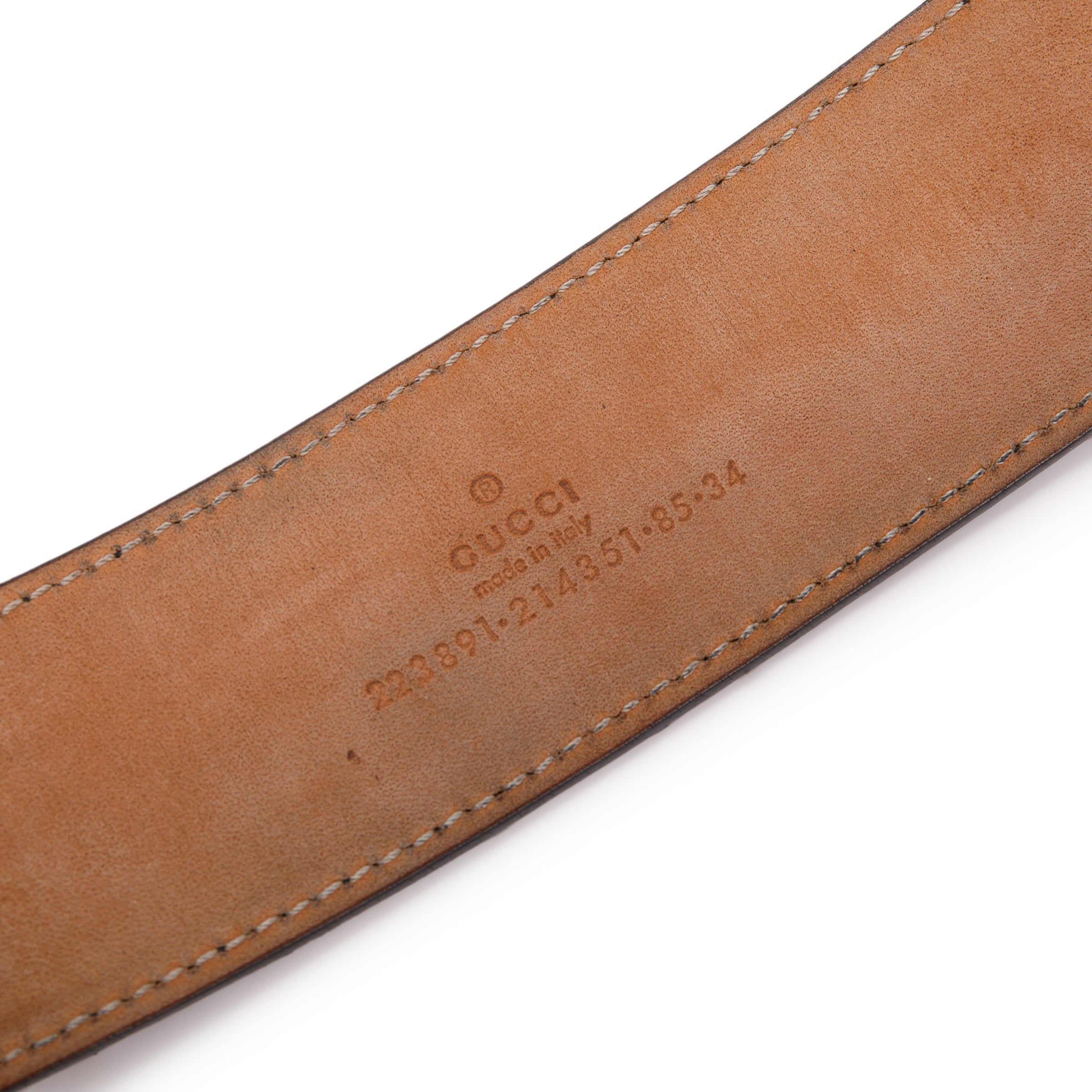 Gucci Black Imprime Belt with Interlocking G Buckle, Size 85 34