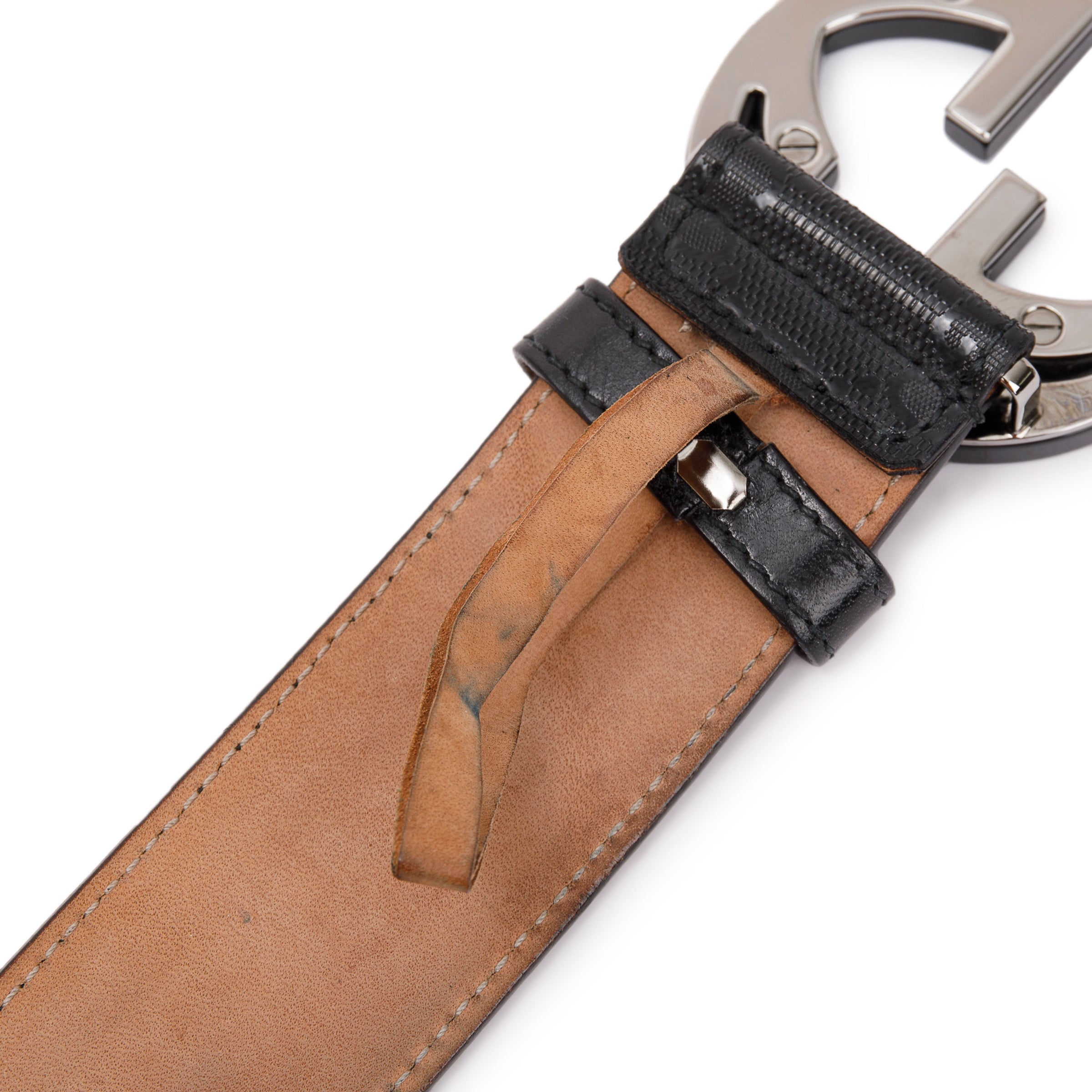 Gucci Black Imprime Belt with Interlocking G Buckle, Size 85 34