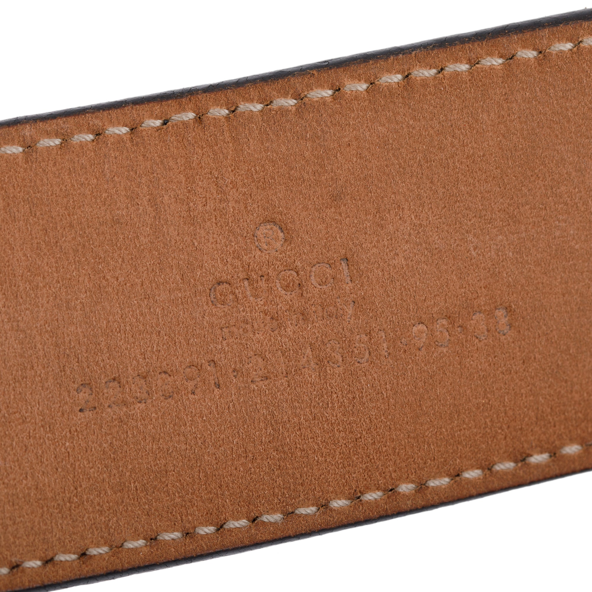 Gucci Black Imprime Belt with Interlocking G Buckle, Size 95 38