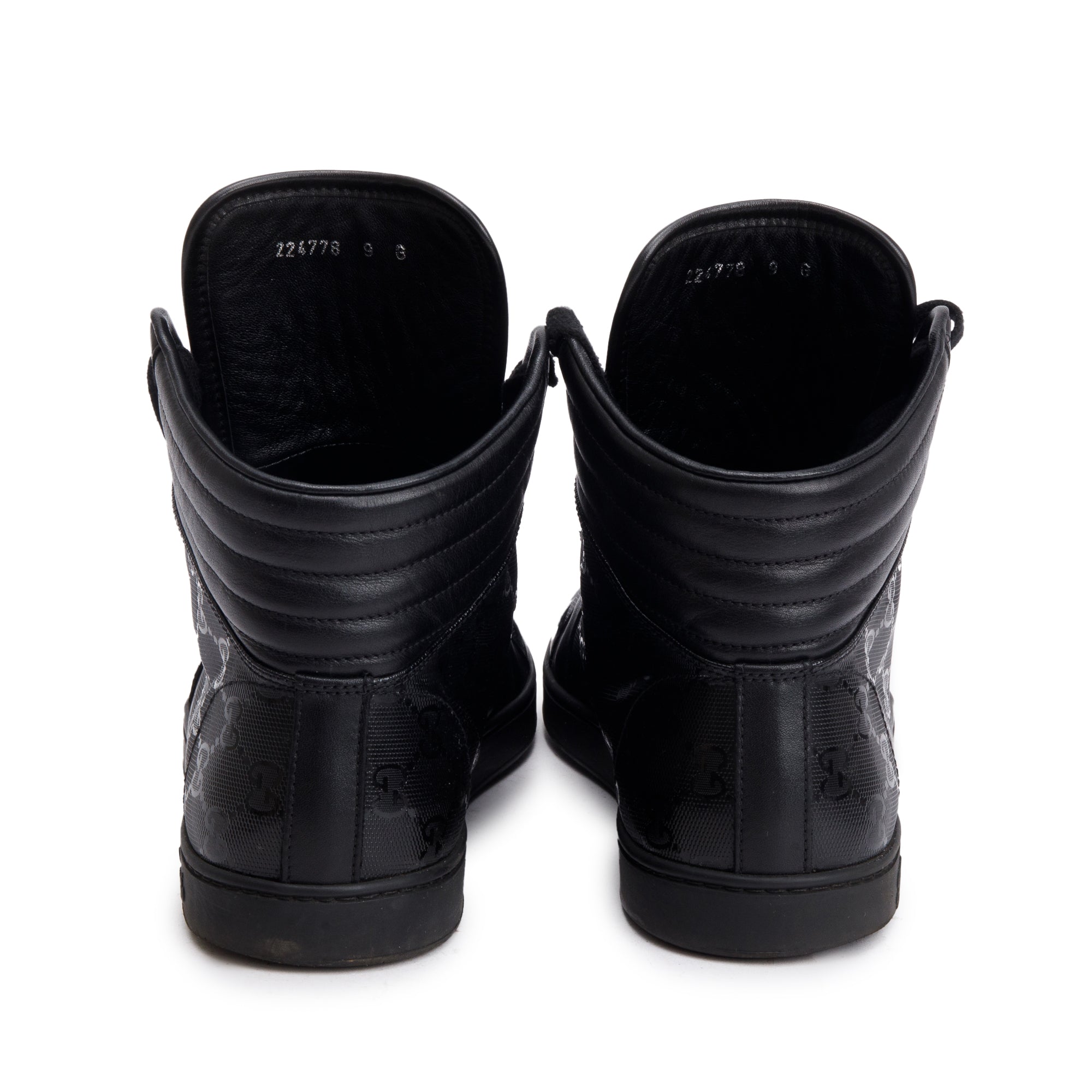 Gucci Black Imprime Coda High Top Sneakers, Size 9 w/ Box