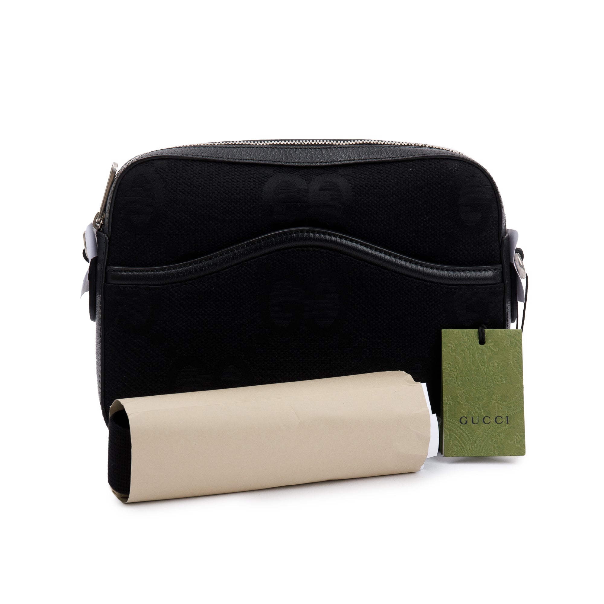 Gucci Black Jumbo GG Canvas Messenger Bag w/ Box