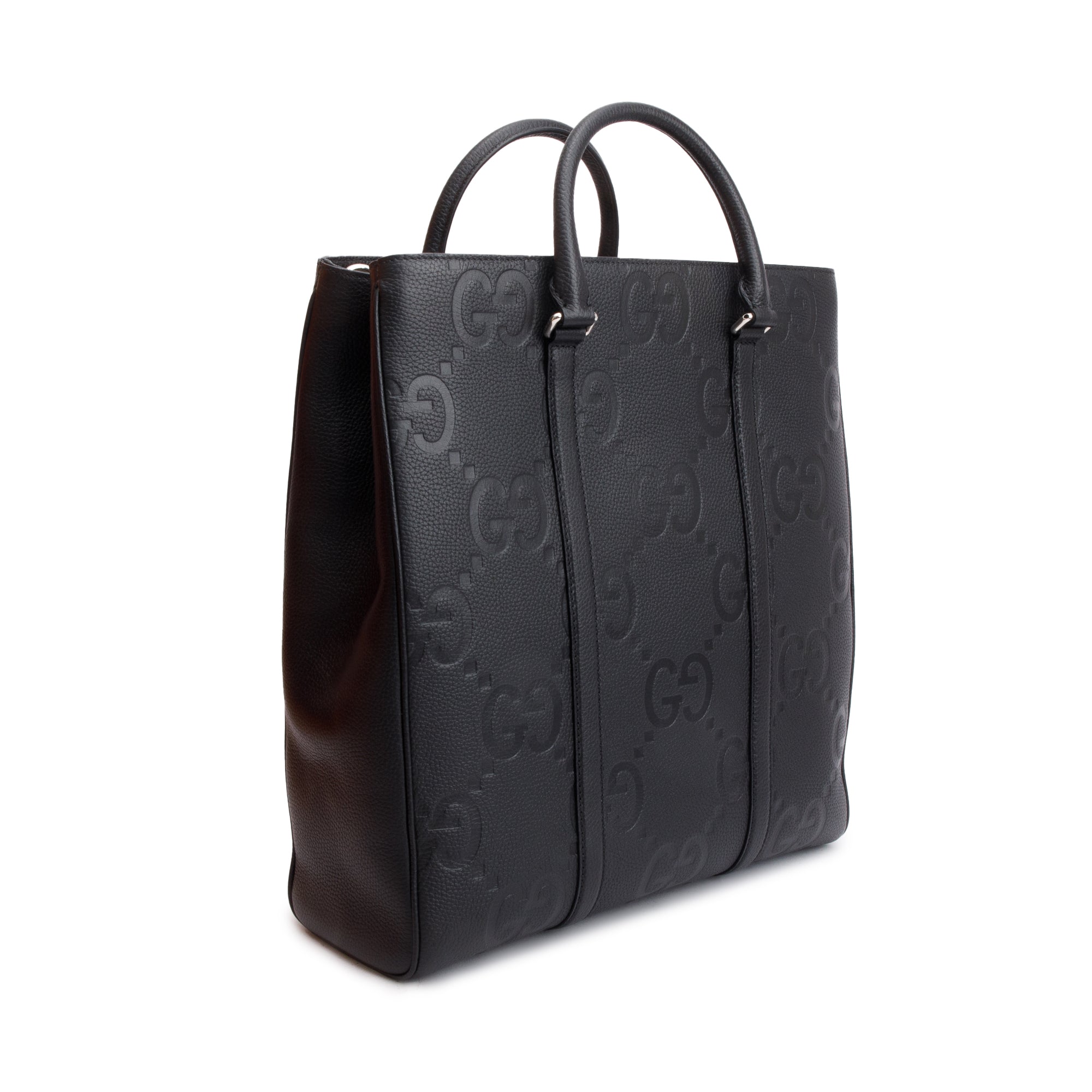 Gucci Black Jumbo GG Embossed Calfksin Leather Convertible Tote
