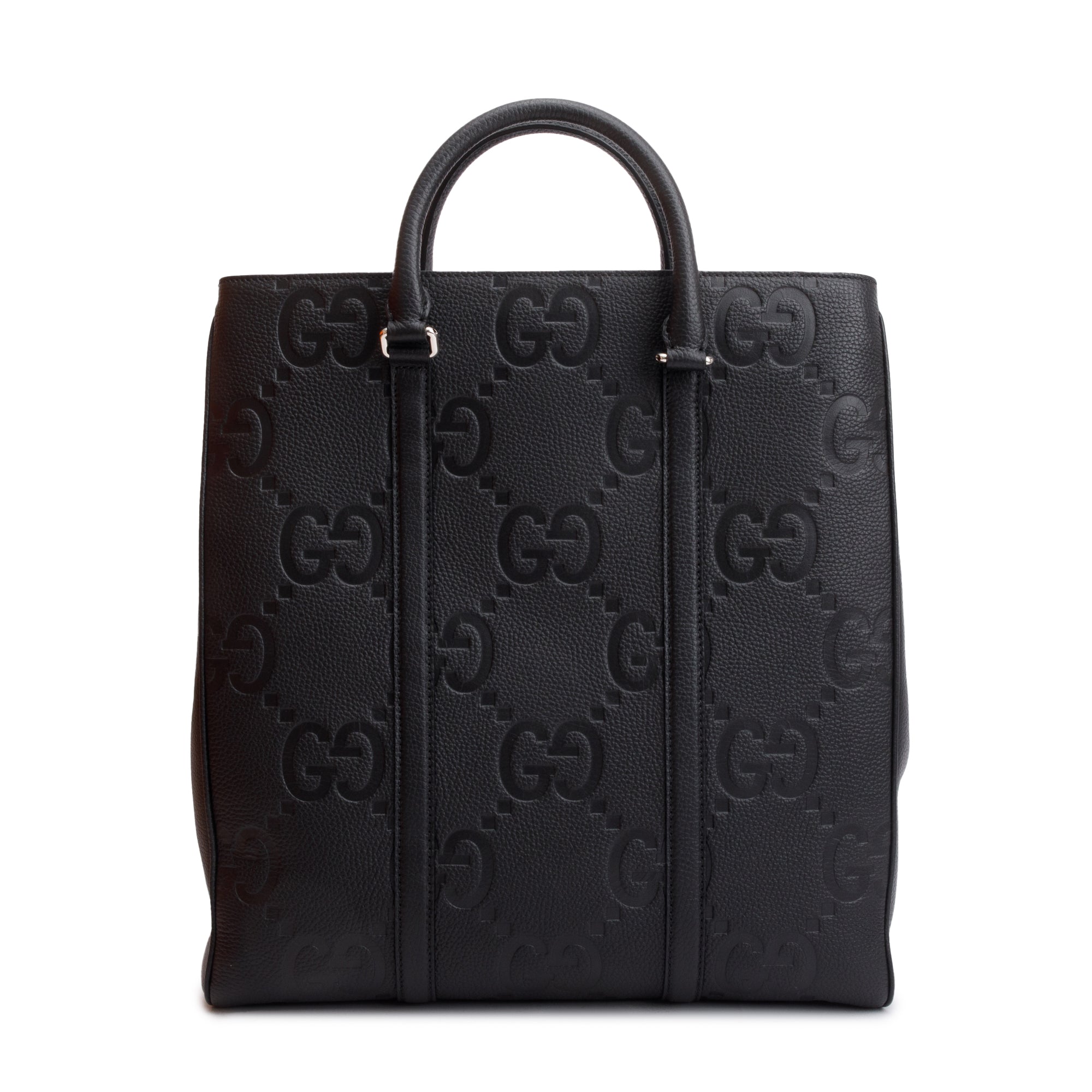 Gucci Black Jumbo GG Embossed Calfksin Leather Convertible Tote