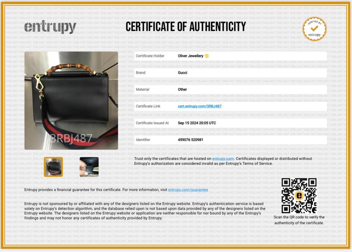 Gucci Black Leather Bamboo Small Nymphaea Handle Bag w/ Strap