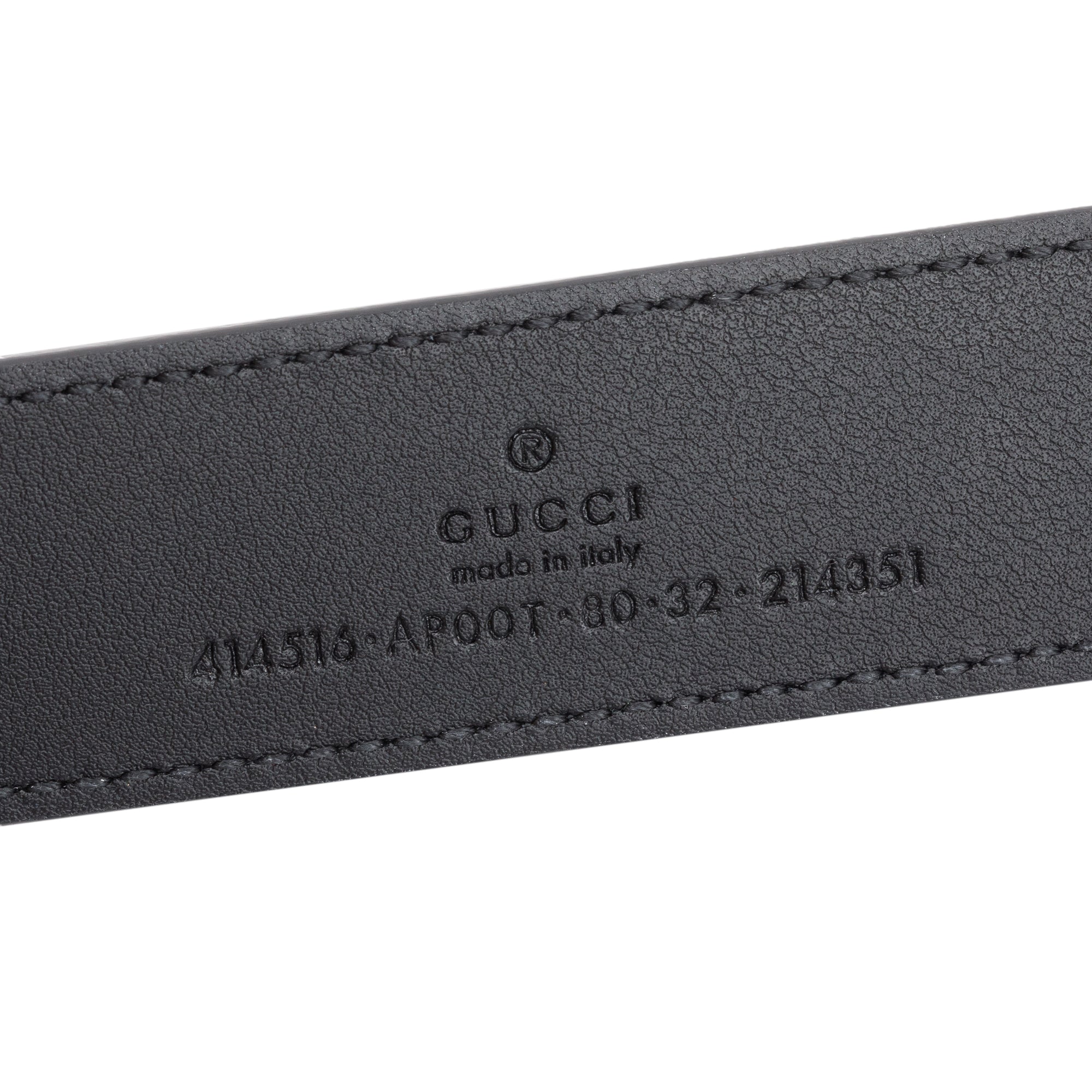 Gucci Black Leather Belt with Double G Buckle, 80 32 w/ Box