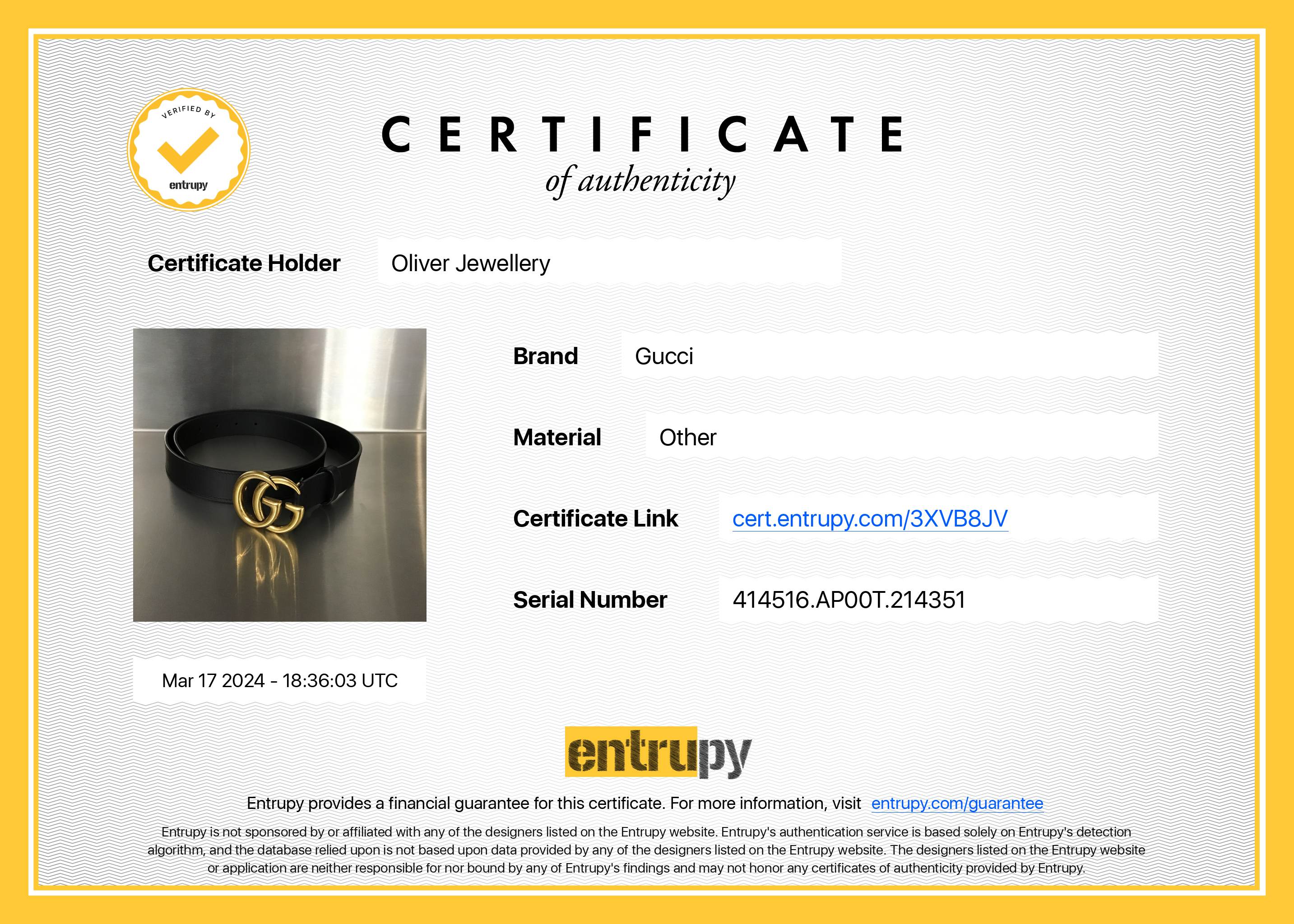 Gucci Black Leather Belt with Double G Buckle, 80 32 w/ Box