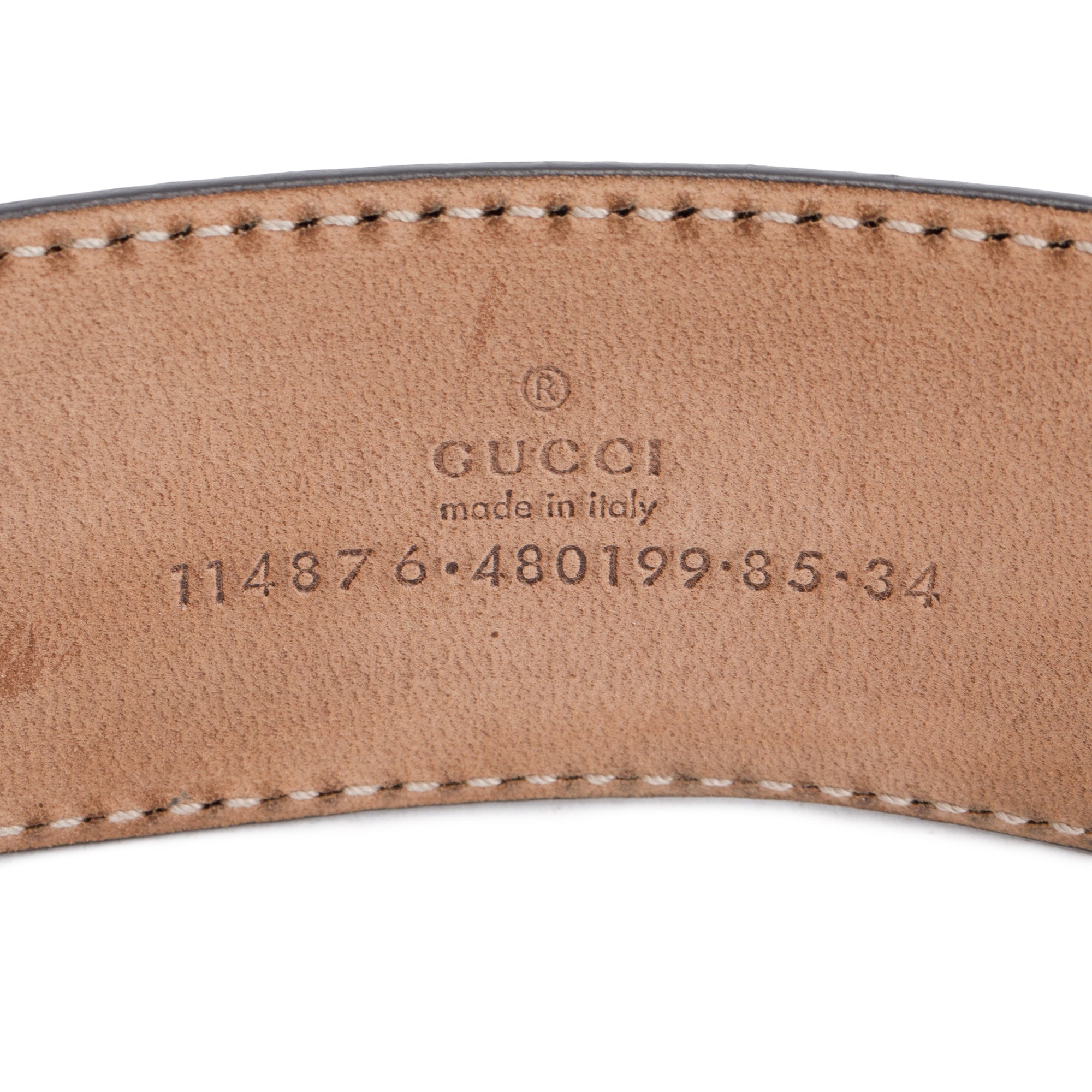 Gucci Black Leather Belt with Interlocking G Buckle, 85 34