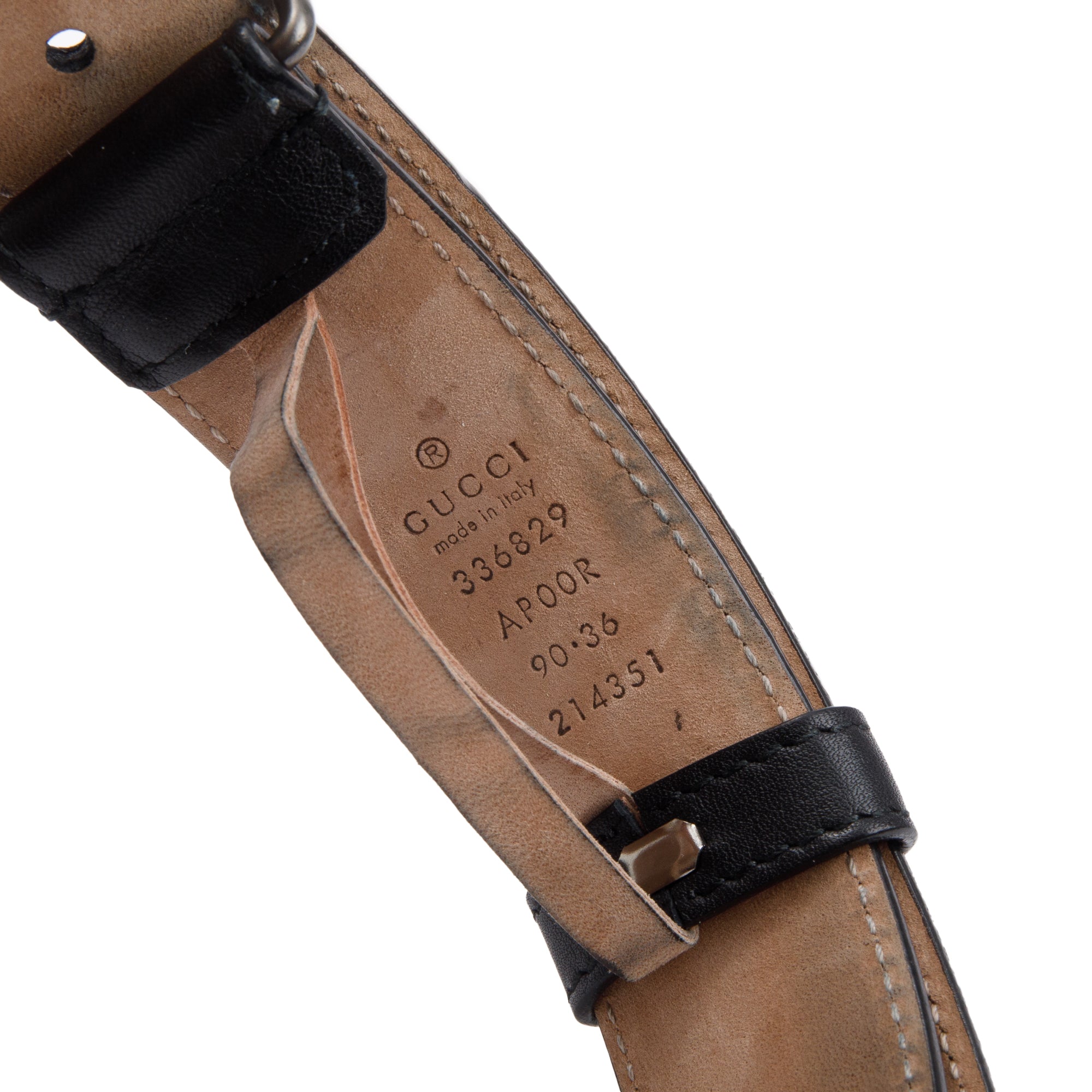 Gucci Black Leather Belt with Interlocking G Buckle, 90 36