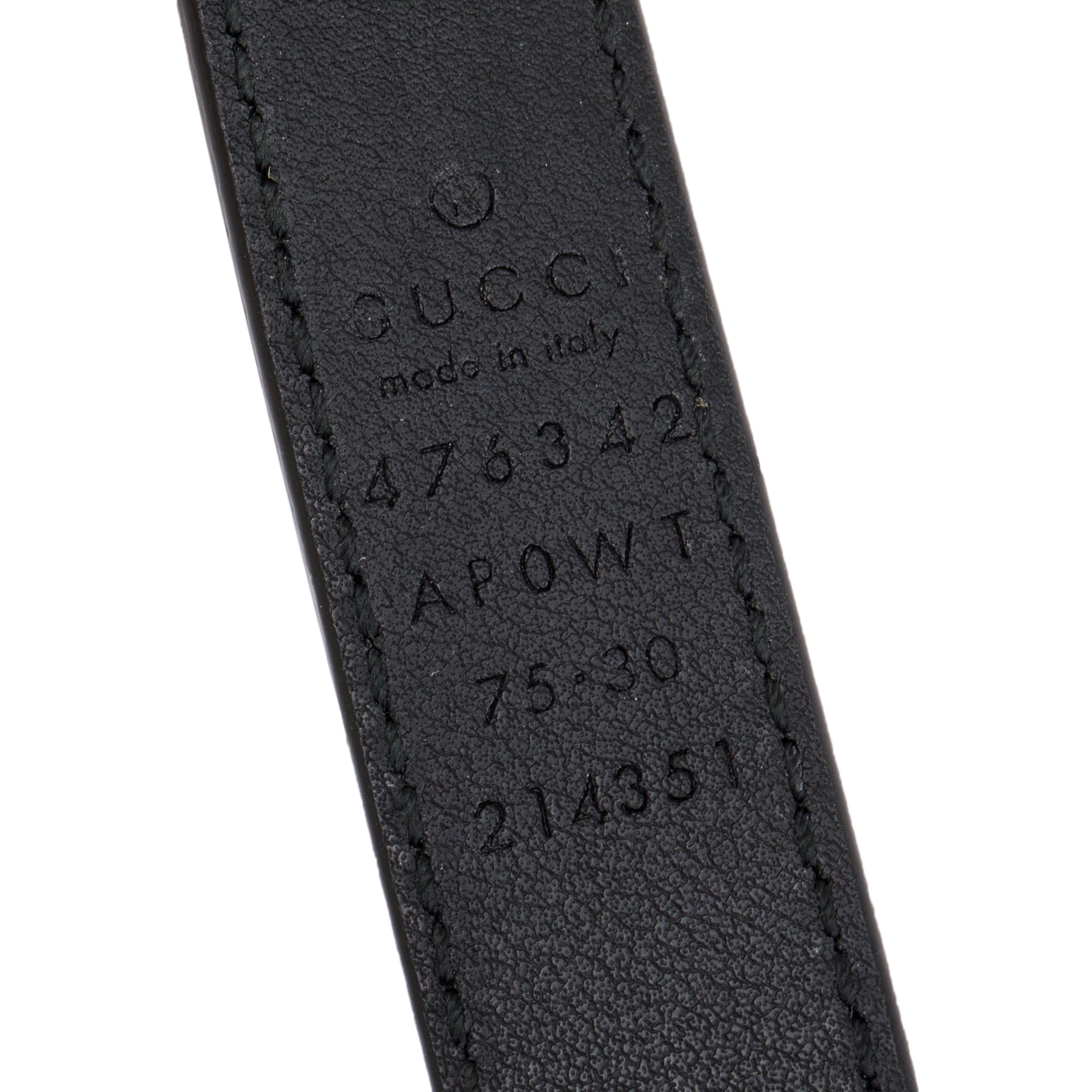 Gucci Black Leather Belt with Pearl Double G Buckle