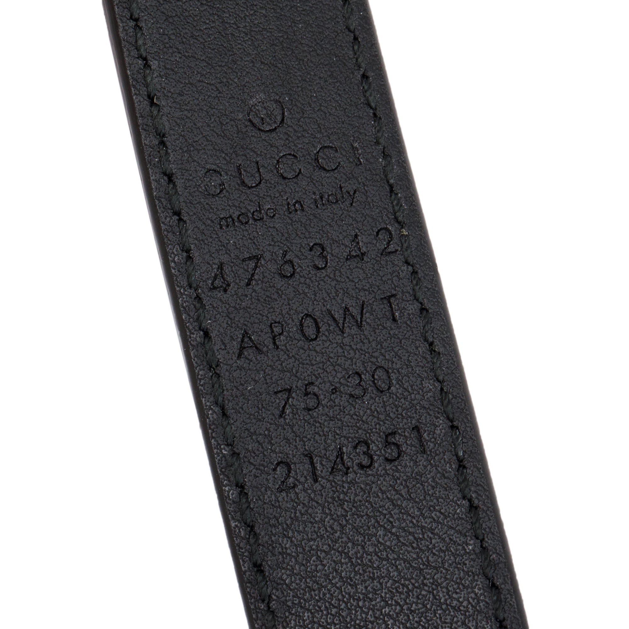 Black Leather Belt With Pearl Double G Buckle
