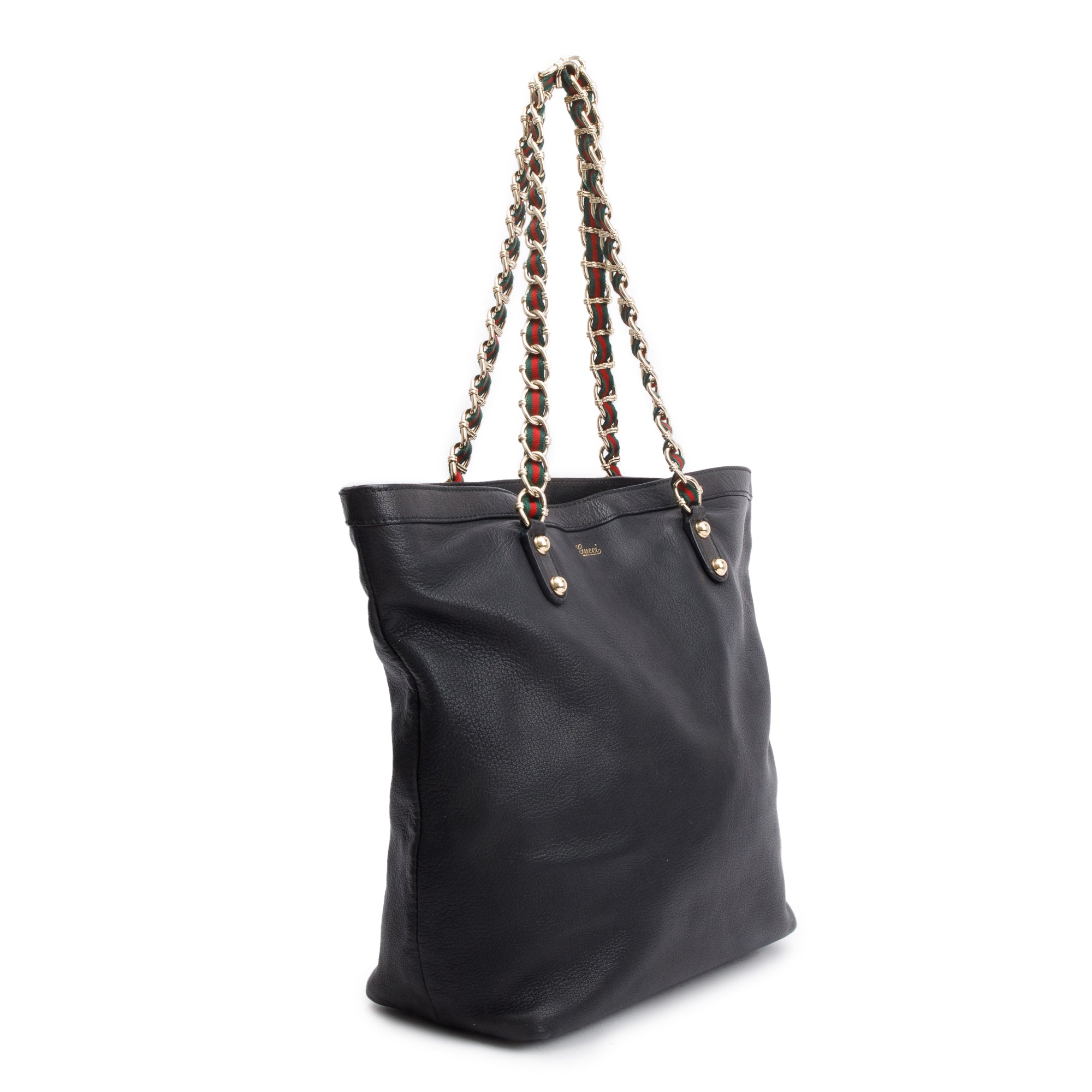 Gucci Black Leather Capri Chain Tote