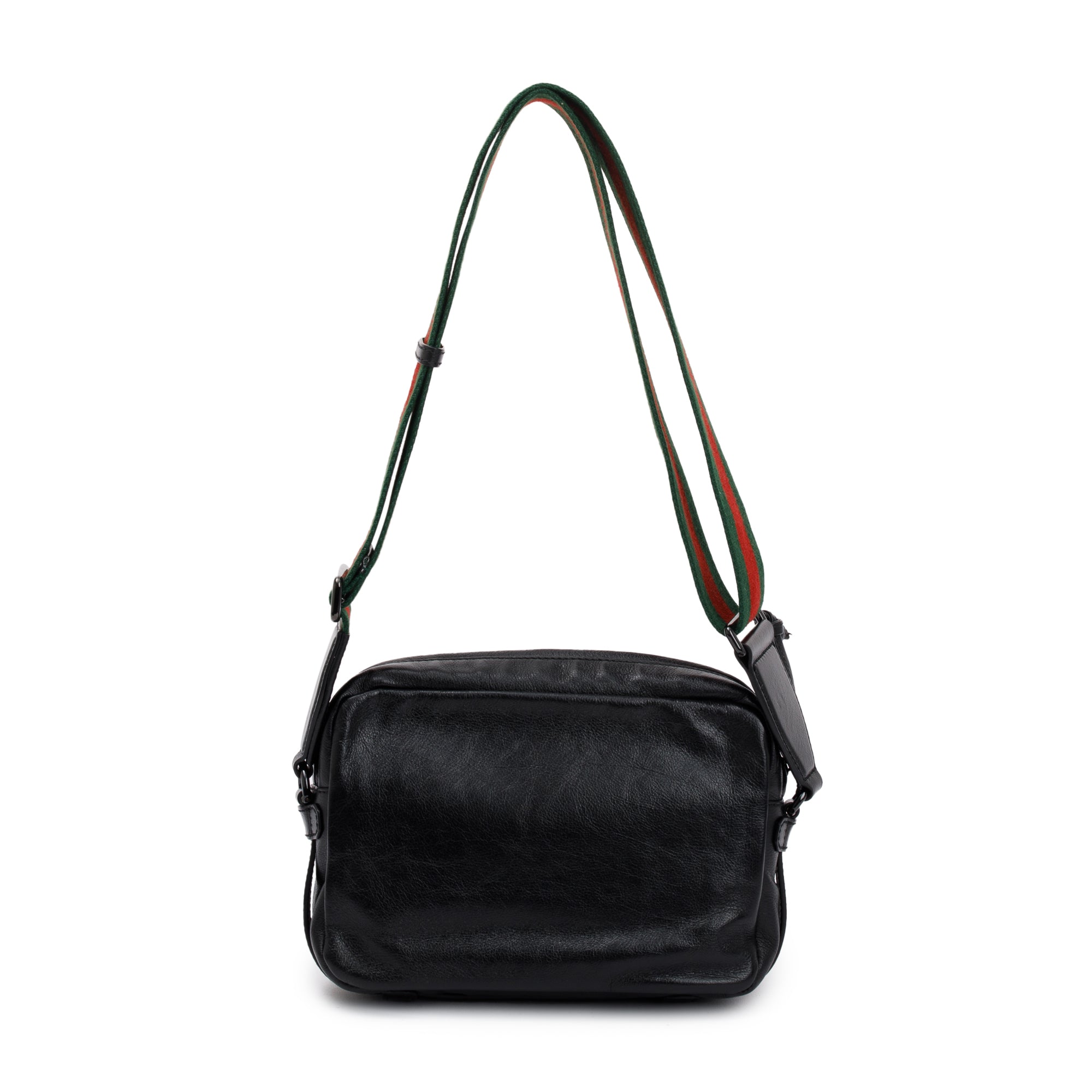Gucci Black Leather Crossbody Bag With Tonal Double G