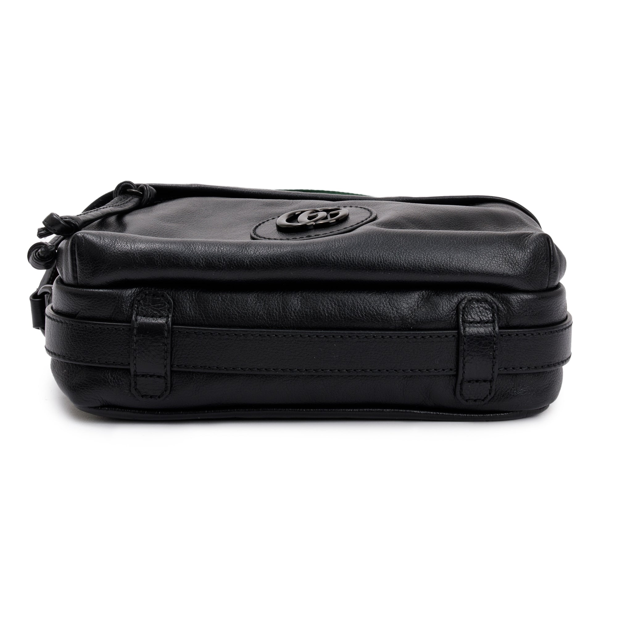 Gucci Black Leather Crossbody Bag With Tonal Double G