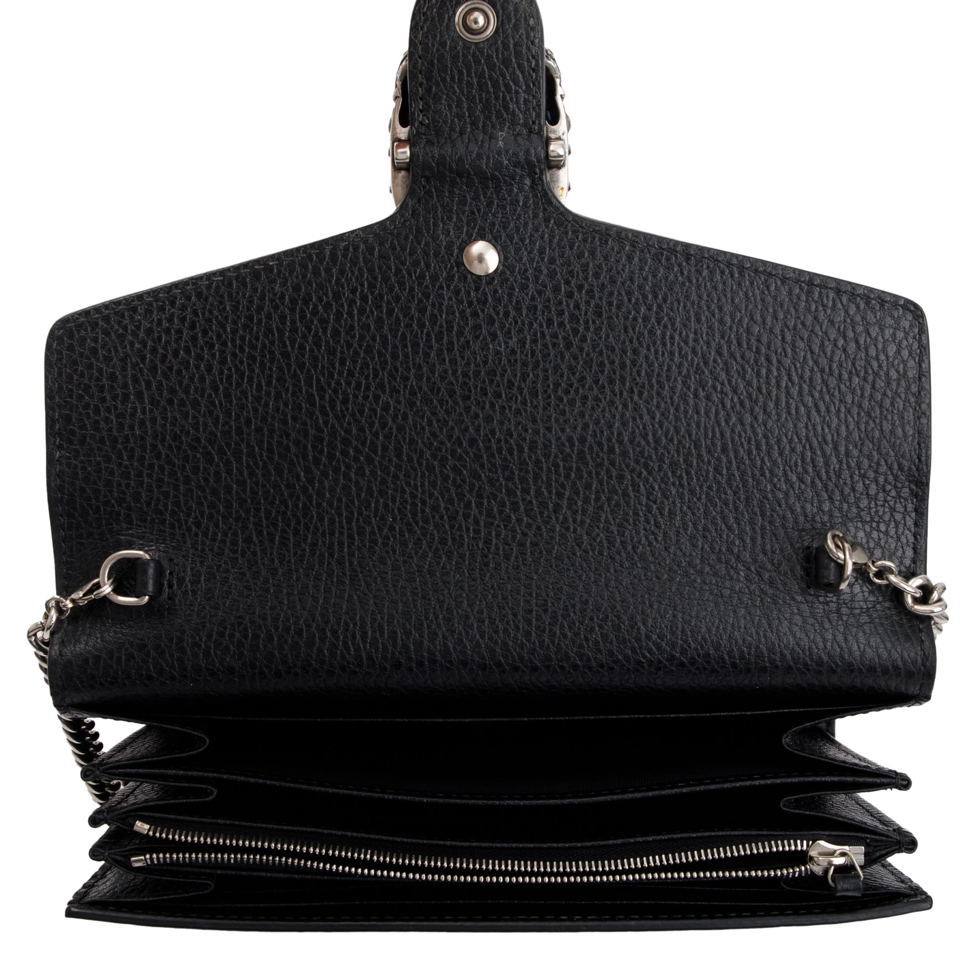 Gucci Black Leather Dionysus Mini Chain Wallet w/ Box