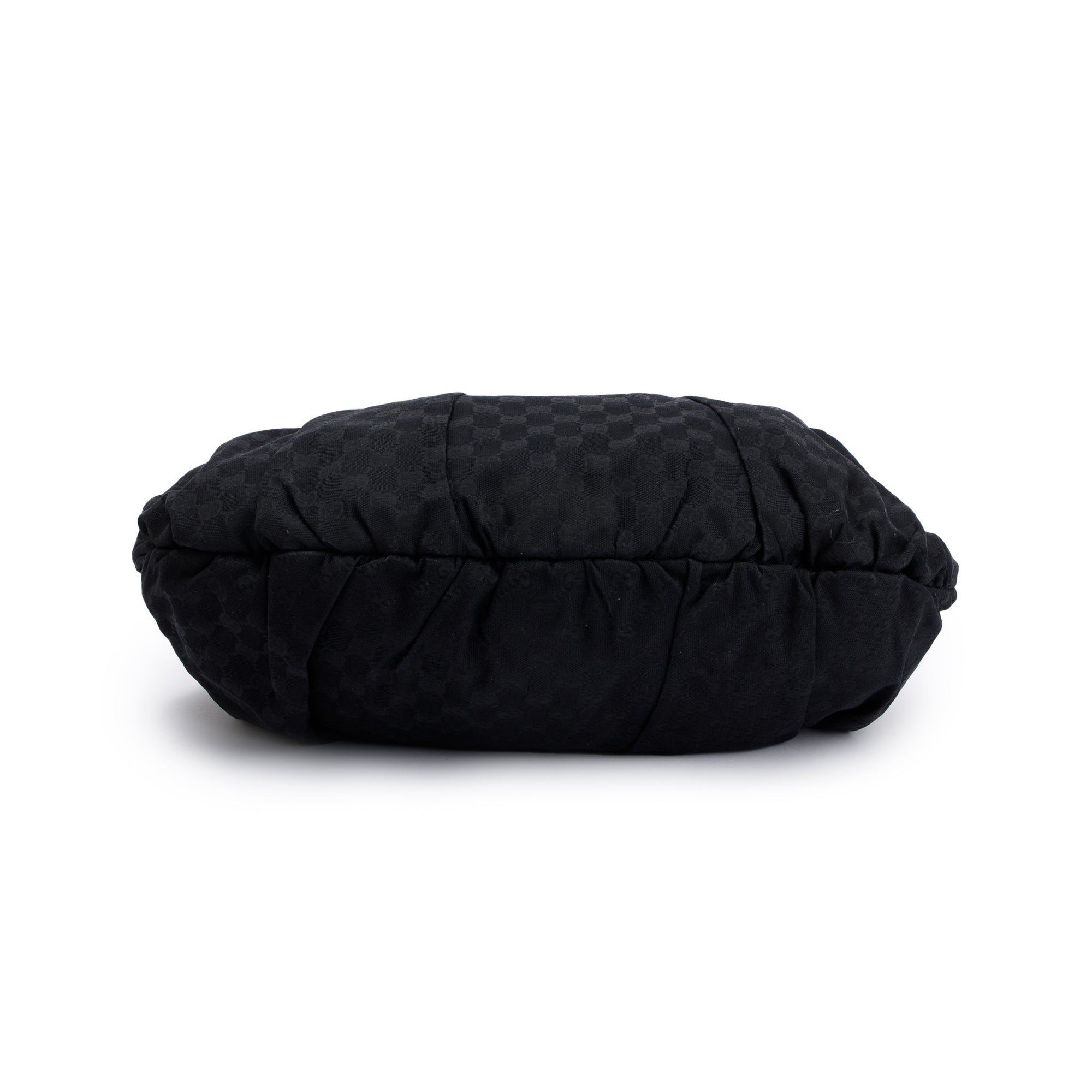 Gucci Black Leather GG Canvas Medium Studded Pelham Bag