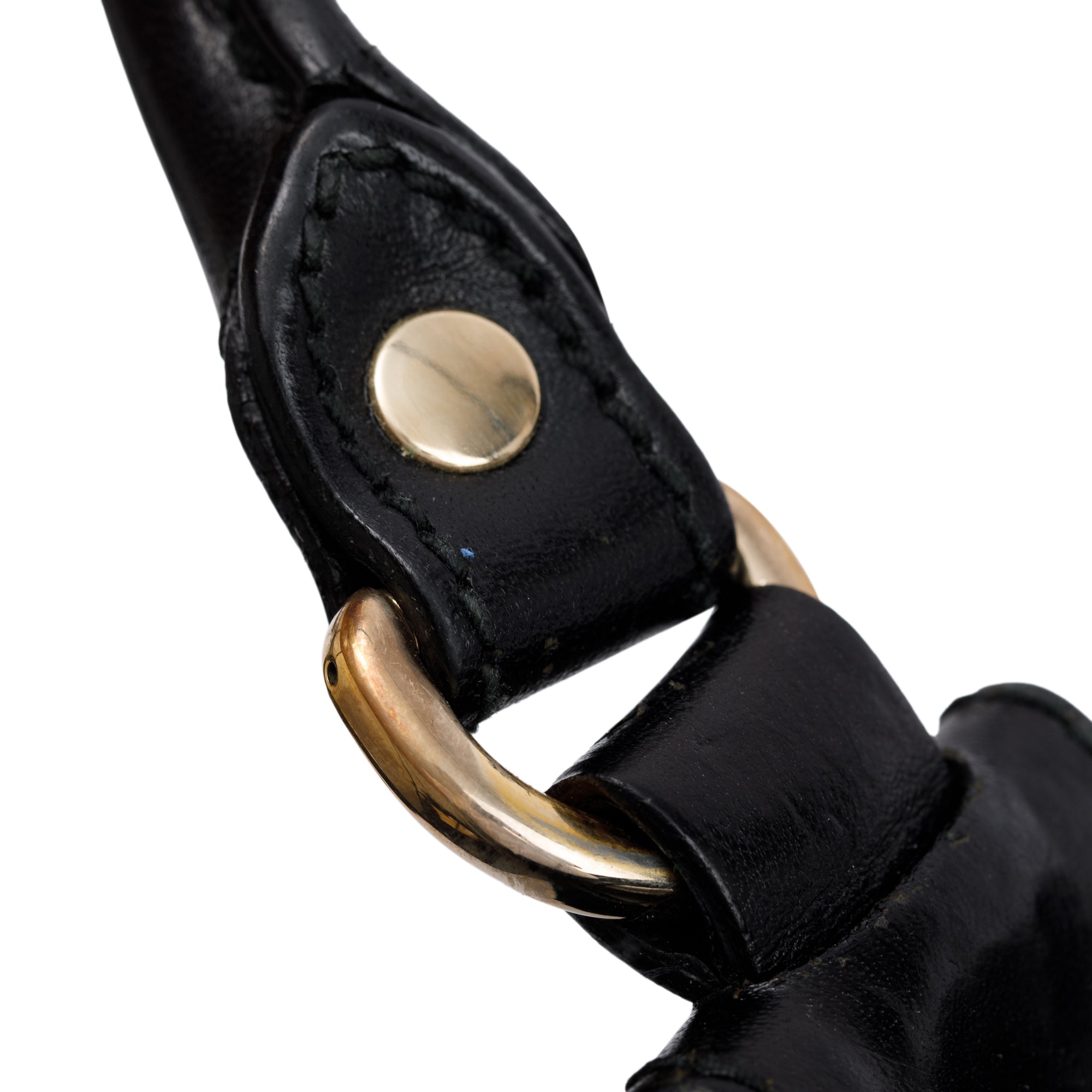 Gucci Black Leather GG Canvas Medium Studded Pelham Bag