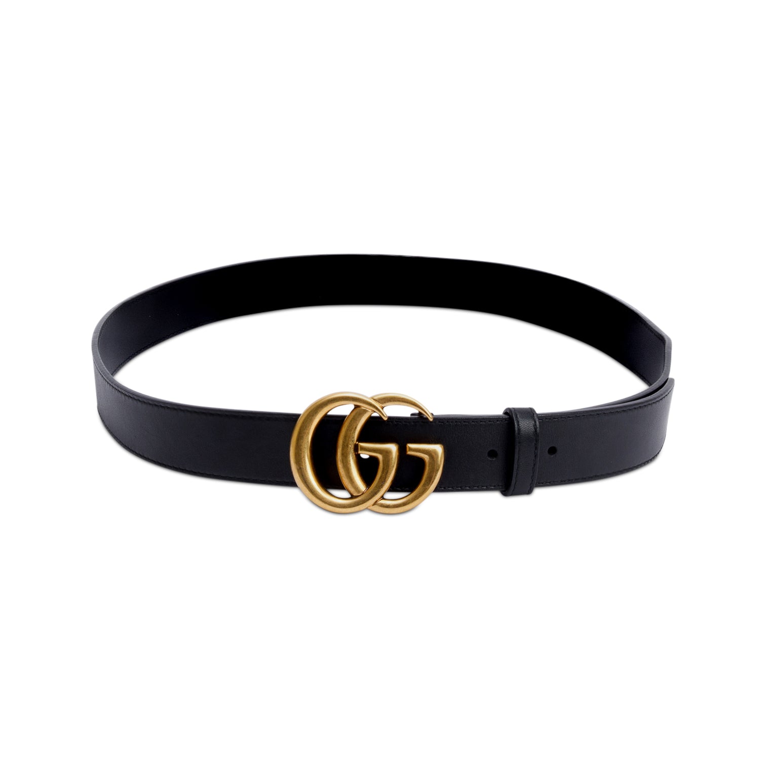 Gucci Black Leather GG Marmont Belt, 90 36