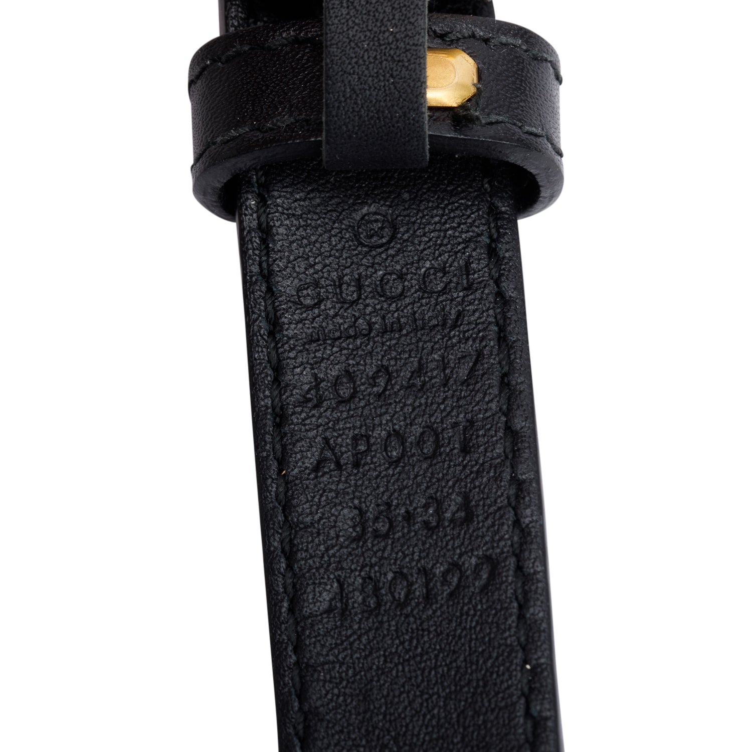 Gucci Black Leather GG Marmont Skinny Belt, 85 34