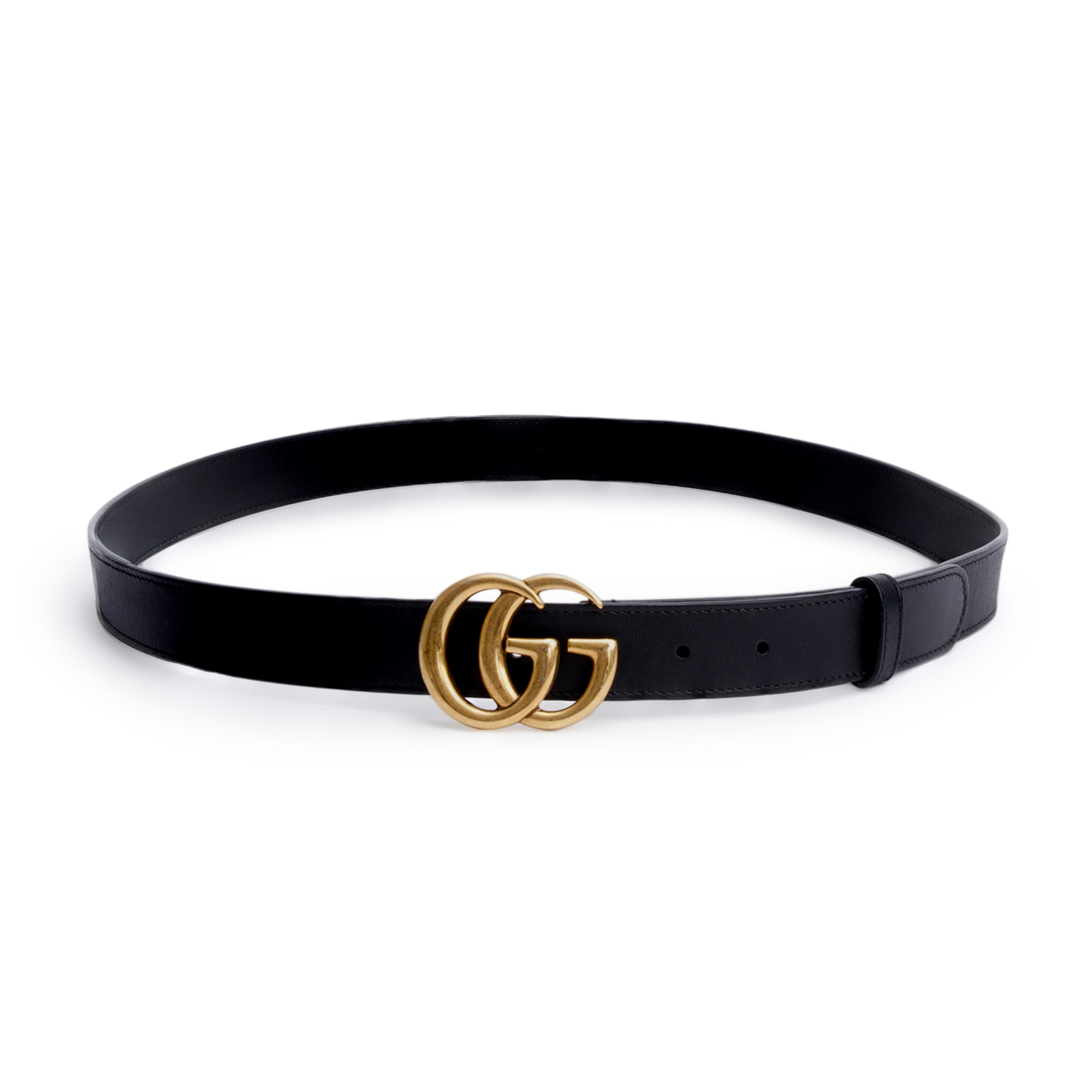Gucci Black Leather GG Marmont Thin Belt, 105 42 w/ Box