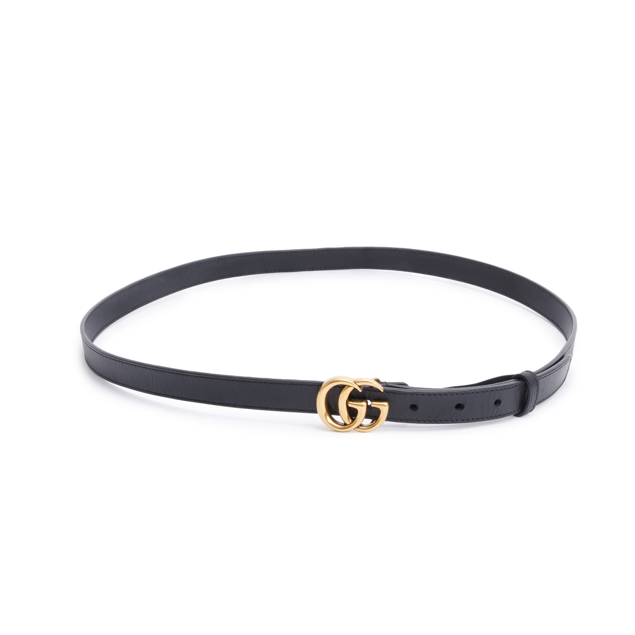 Gucci Black Leather GG Marmont Thin Belt, 110 44 w/ Box