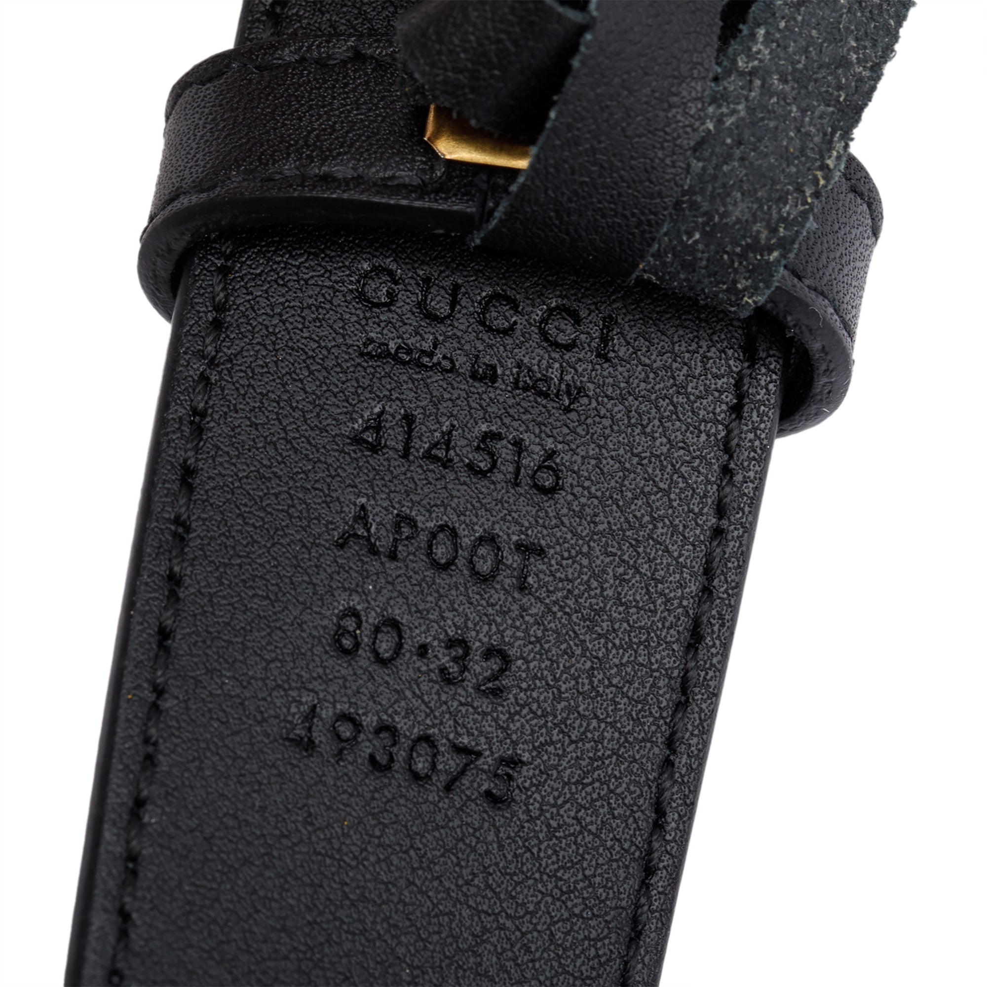 Gucci Black Leather GG Marmont Thin Belt, 80 32