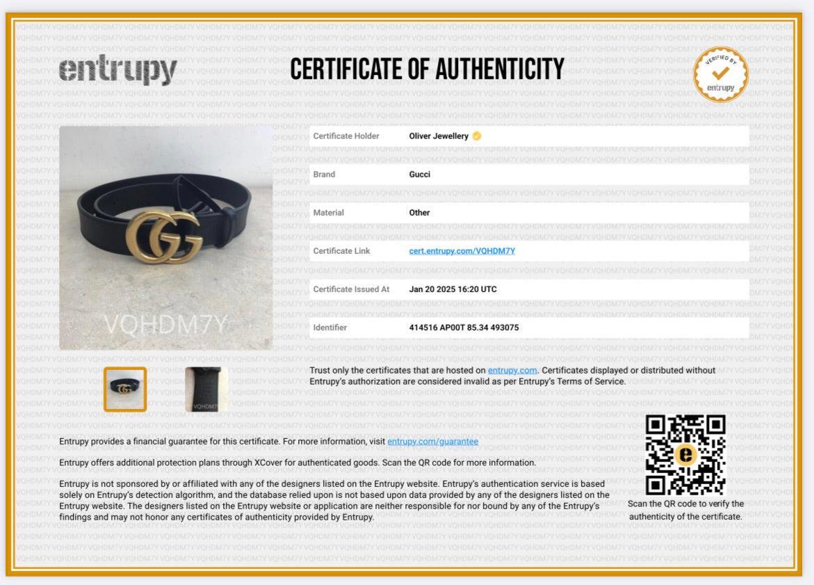 Gucci Black Leather GG Marmont Thin Belt, 85 34