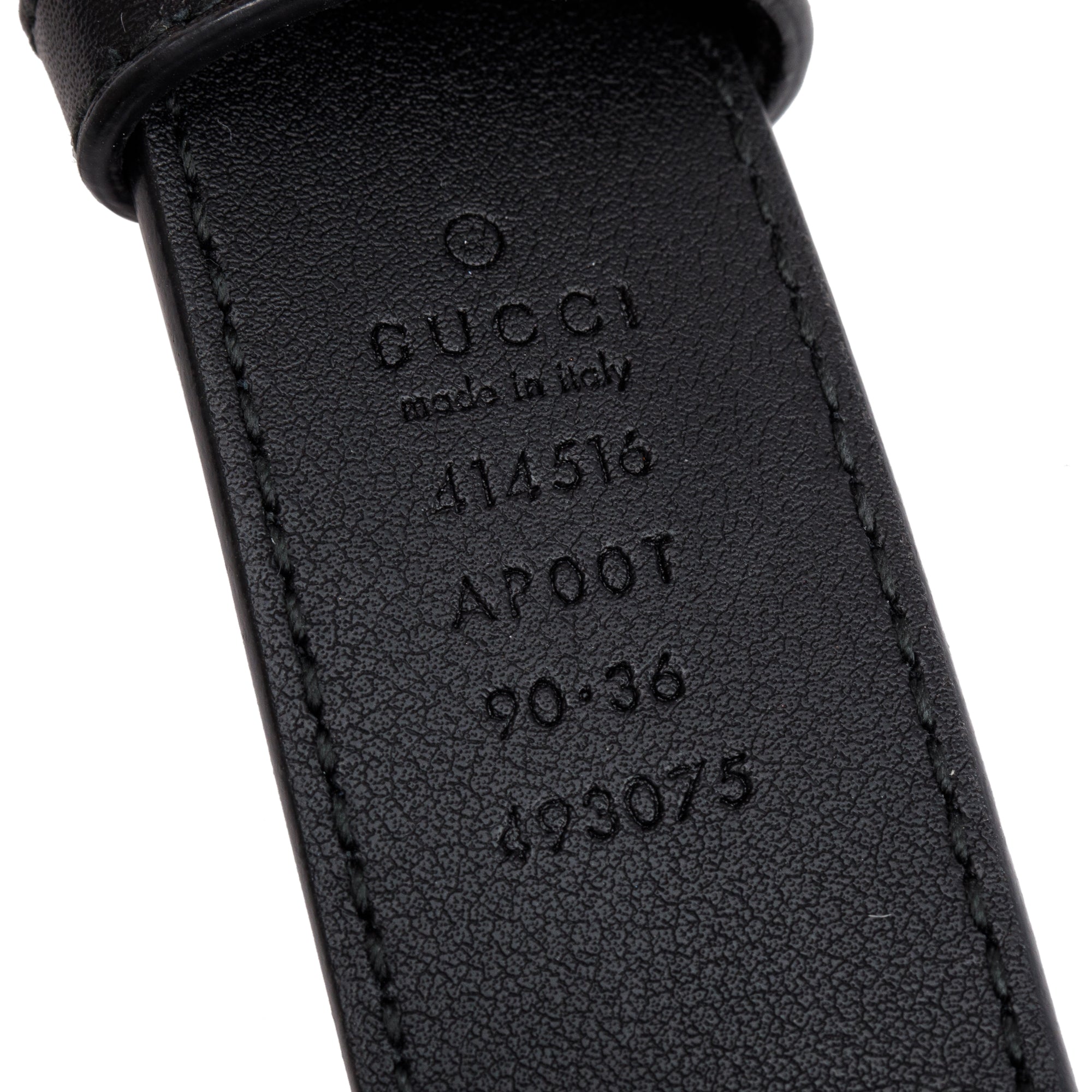 Gucci Black Leather GG Marmont Thin Belt, 90 36 w/ Box